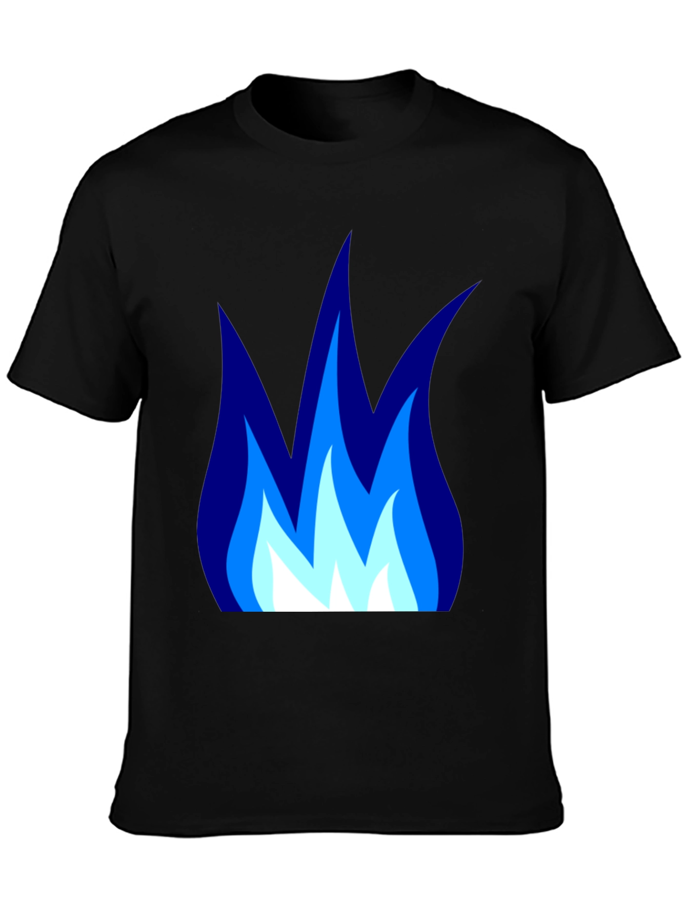 Black Blue Flame Graphic Black T-Shirt - Cool Casual Tee view 3