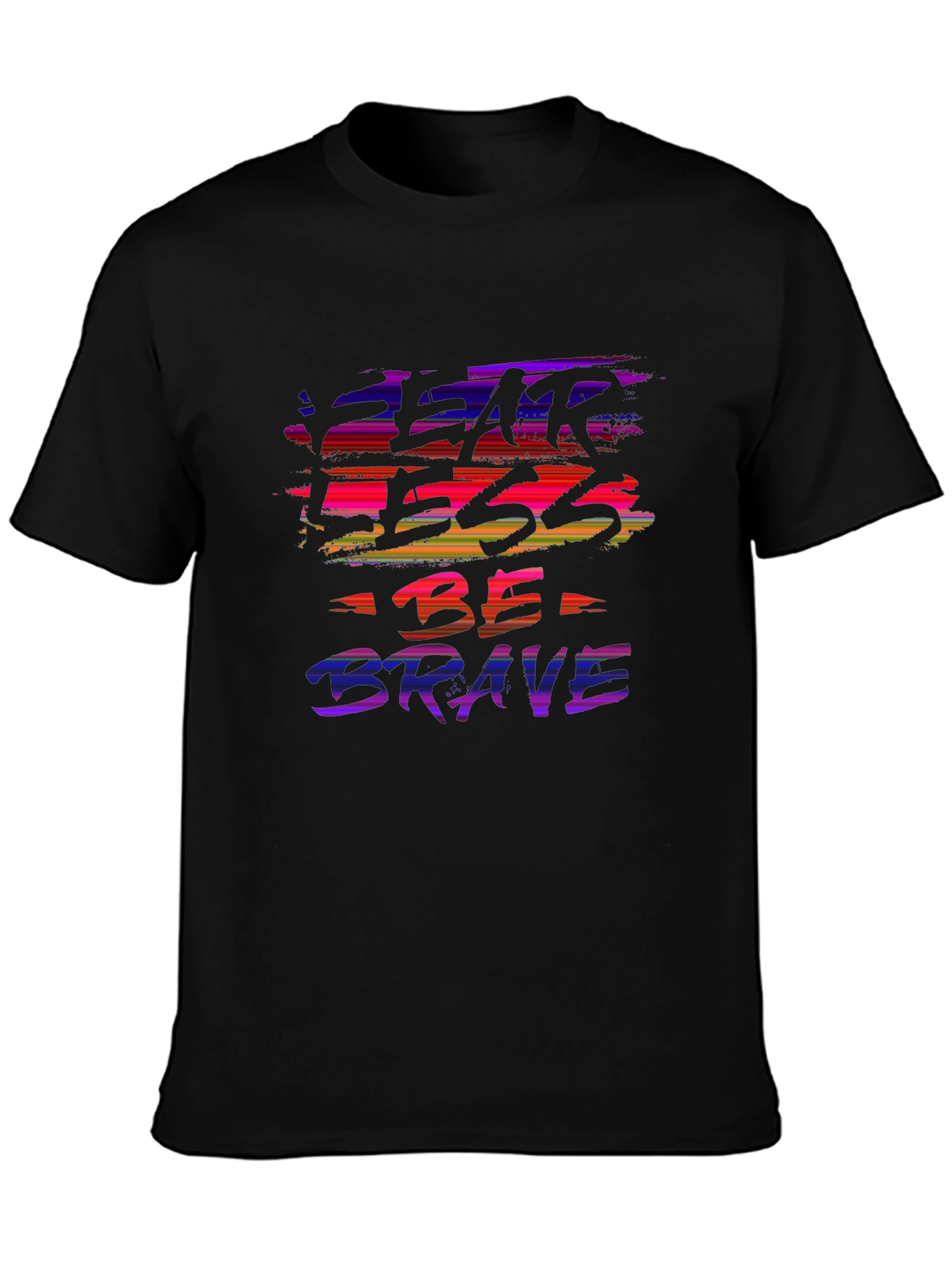 Black Fear Less Be Brave Black Graphic Tee view 3