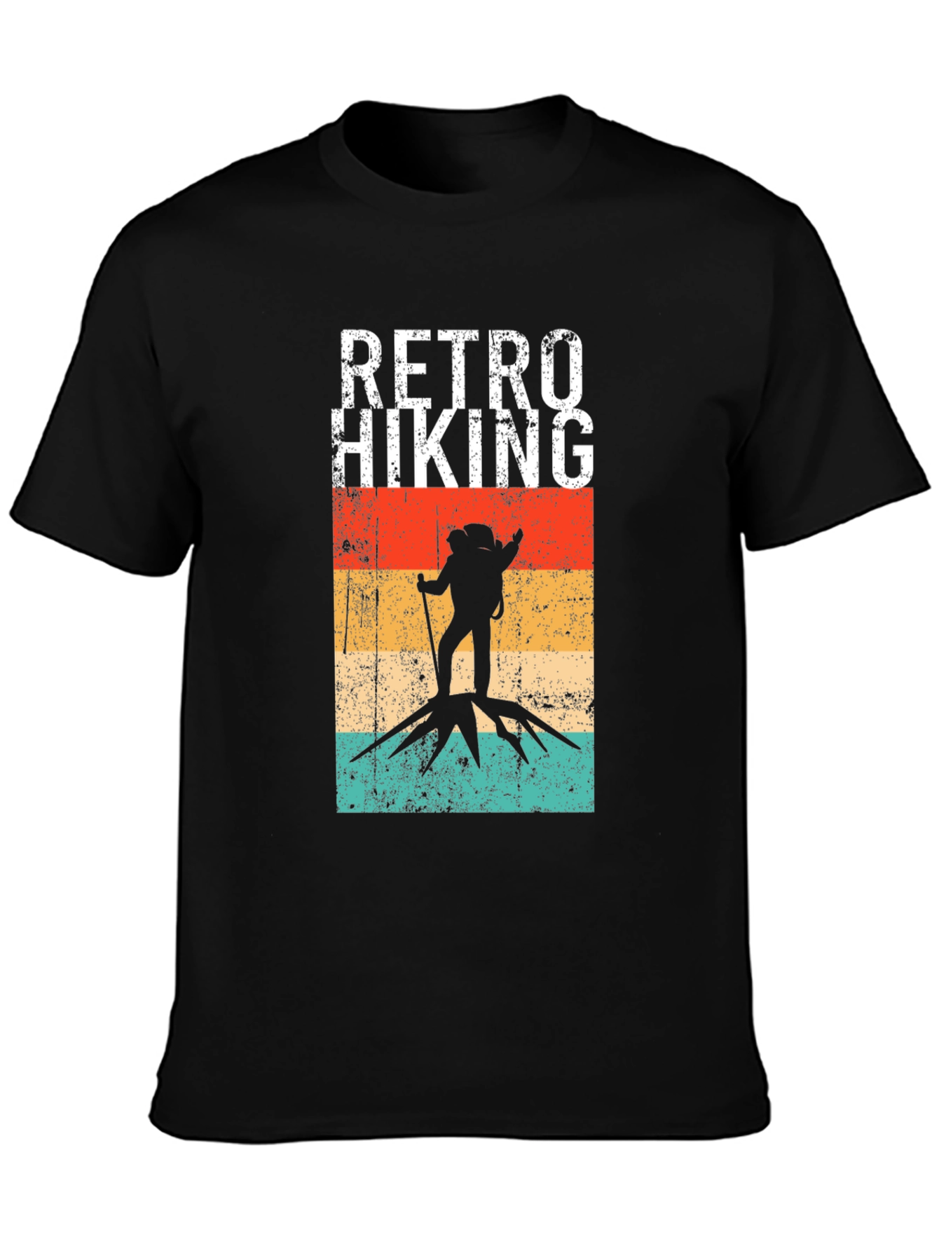 Black Retro Hiking T-Shirt - Vintage Outdoors Adventure Tee view 3