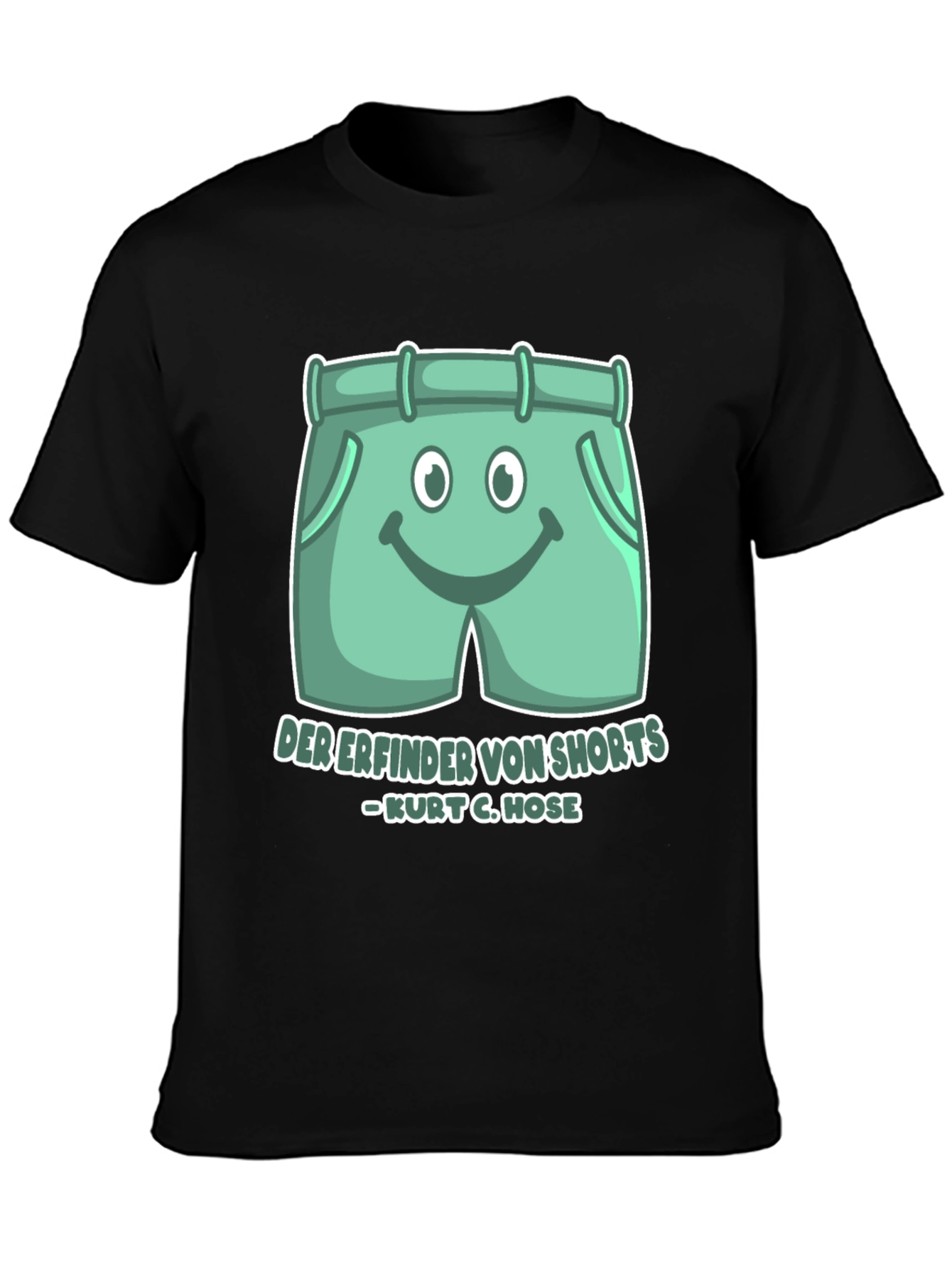 Black Funny Shorts T-Shirt - "Inventor of Shorts" view 3