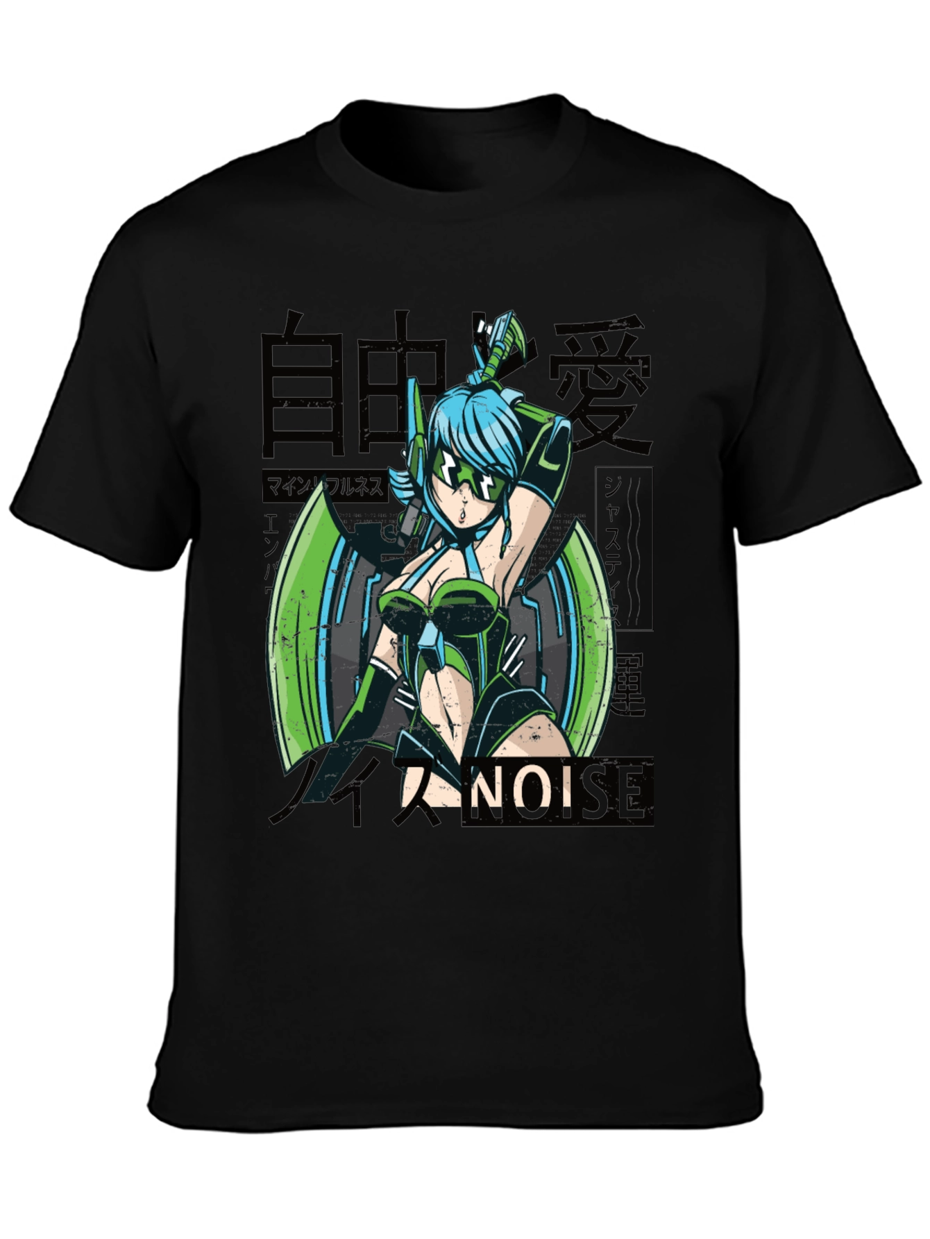 Black Anime Girl Graphic Tee - Cyberpunk Style view 3