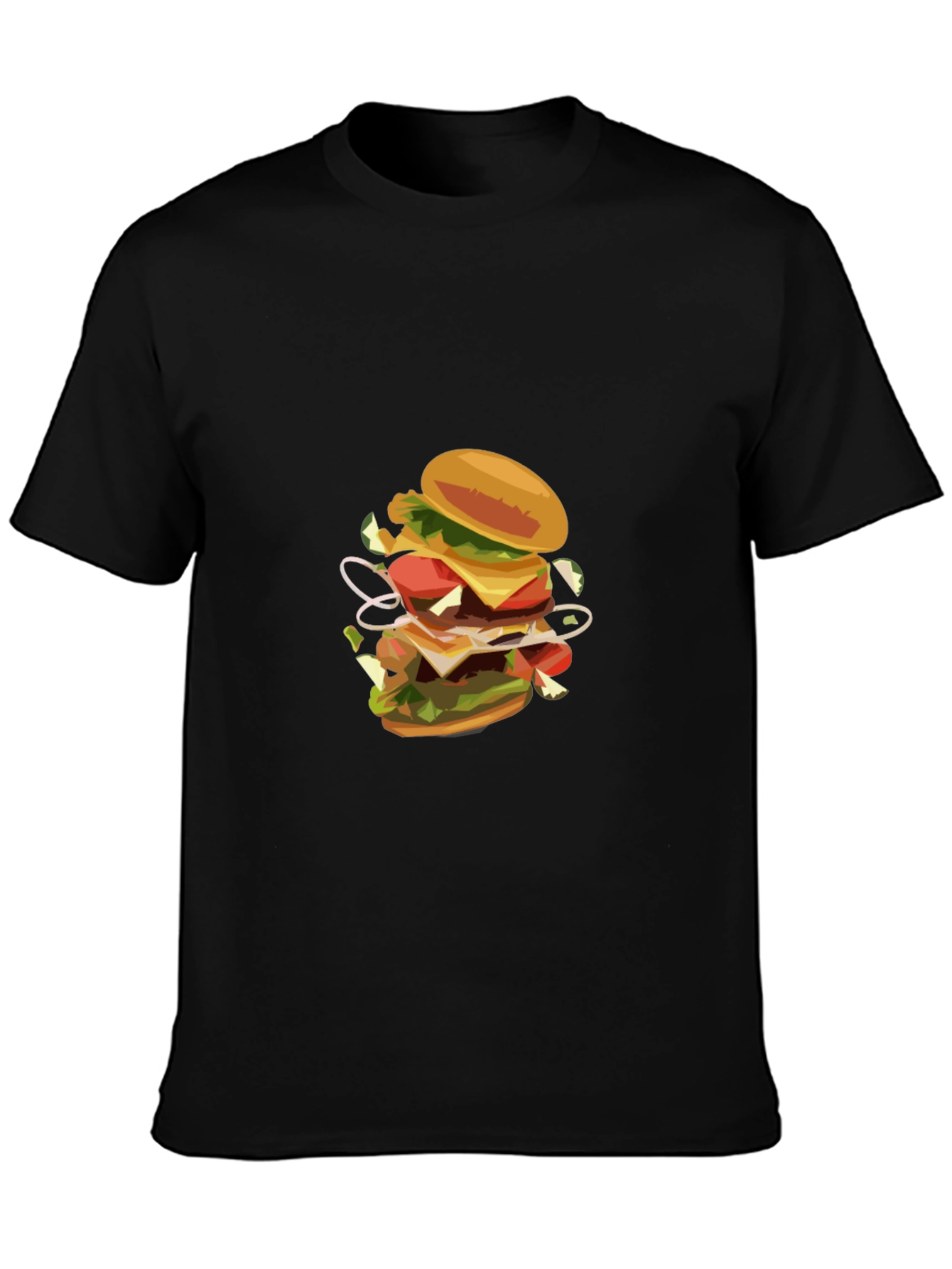 Black Burger Graphic Black T-Shirt view 3