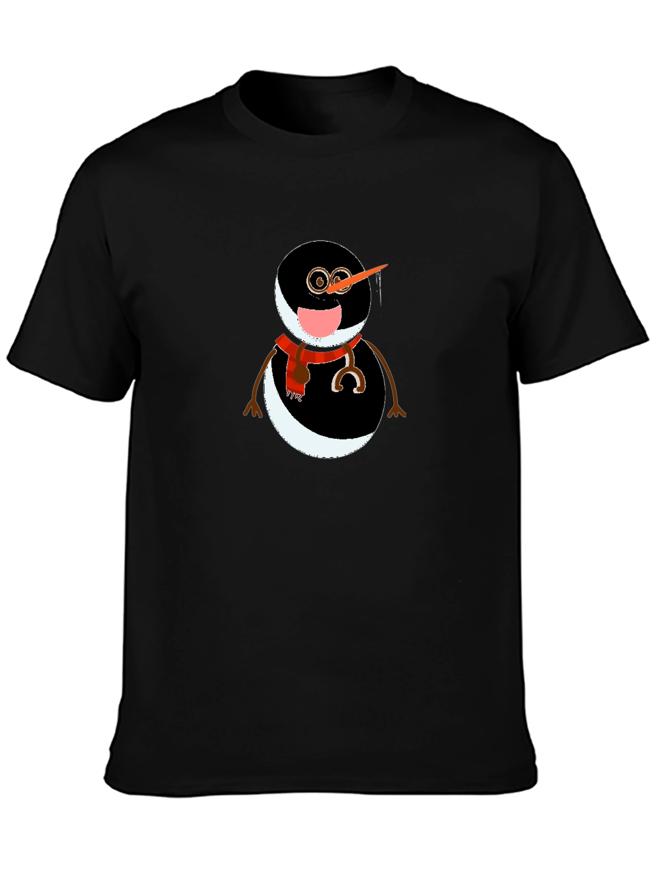 Black Snowman Graphic Tee - Unique Winter Style view 3