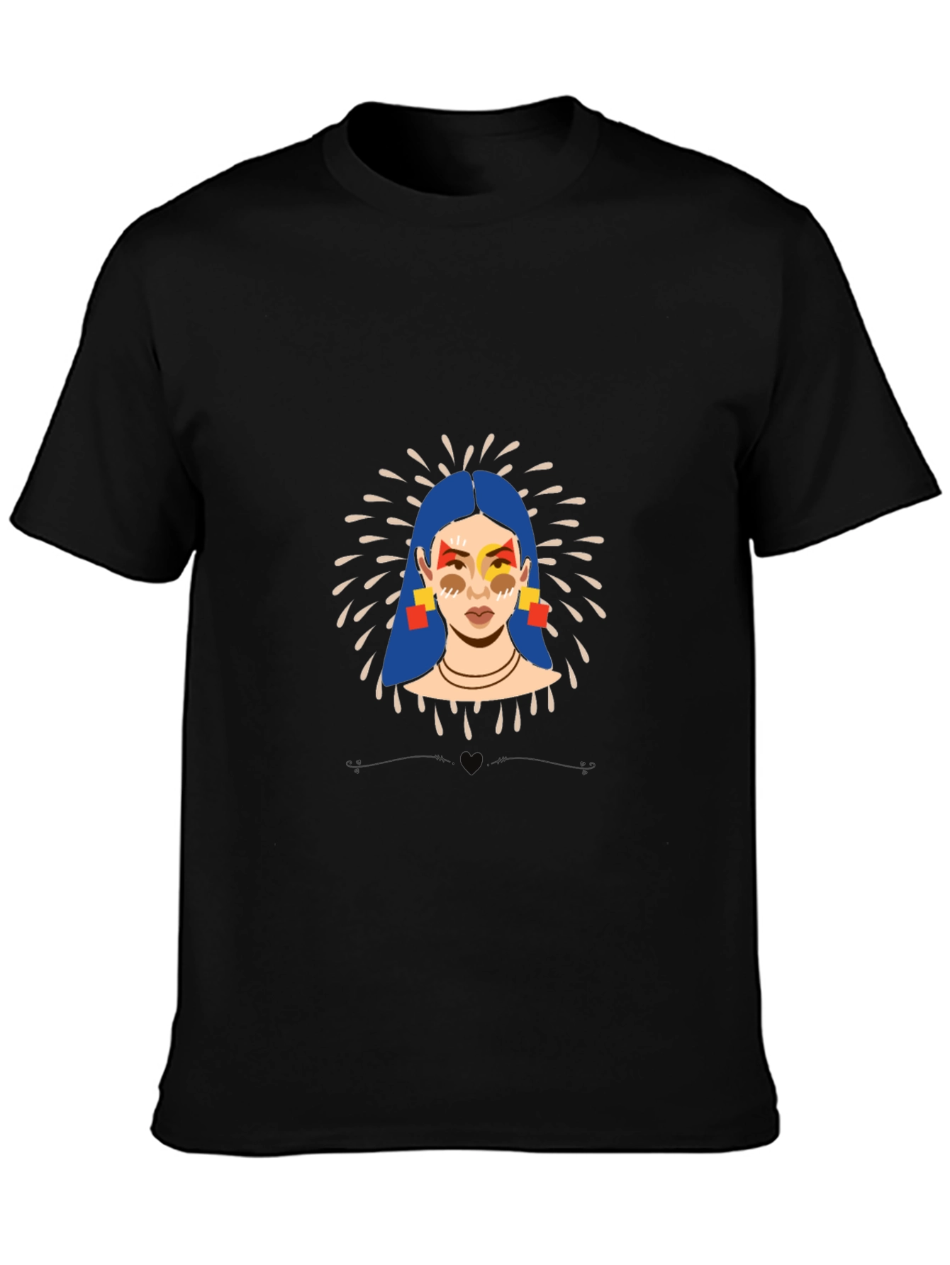 Black Graphic Print Tee: Stylish Art T-Shirt view 3