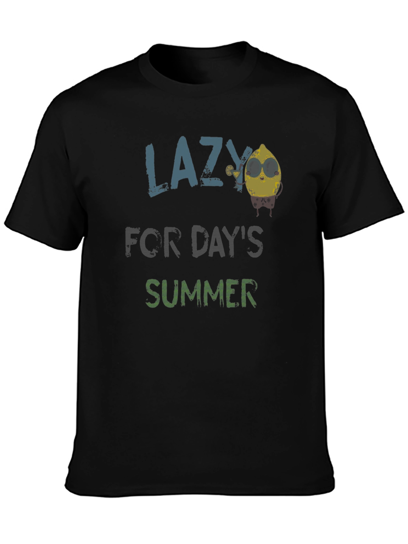 Black Lazy For Day's Summer T-Shirt view 3