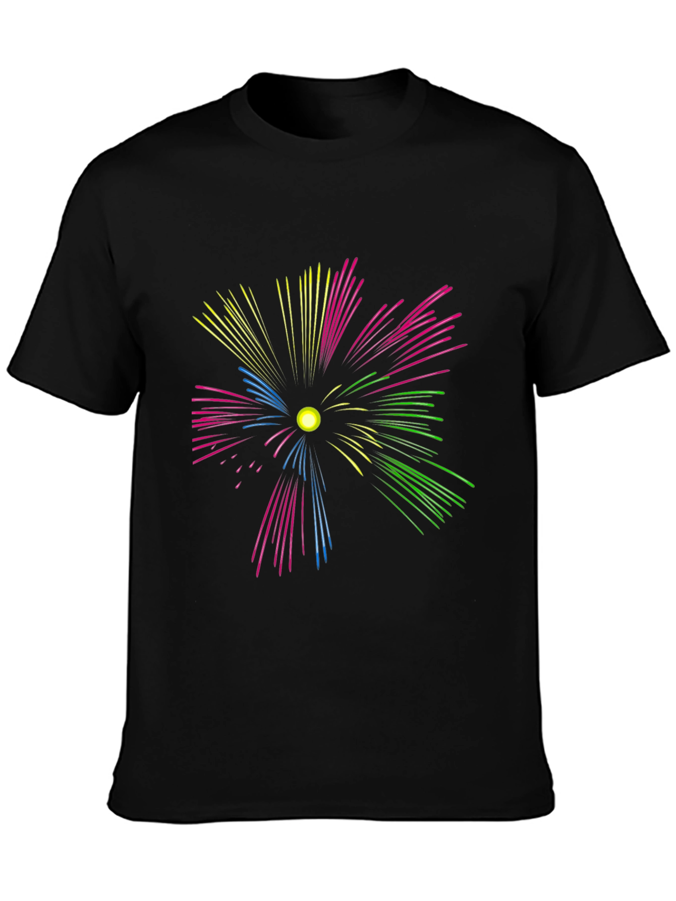 Black Colorful Fireworks Graphic Tee - Black view 3