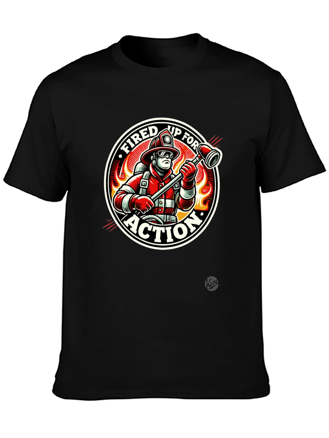 Black Fired Up for Action Firefighter Graphic T-Shirt view 3