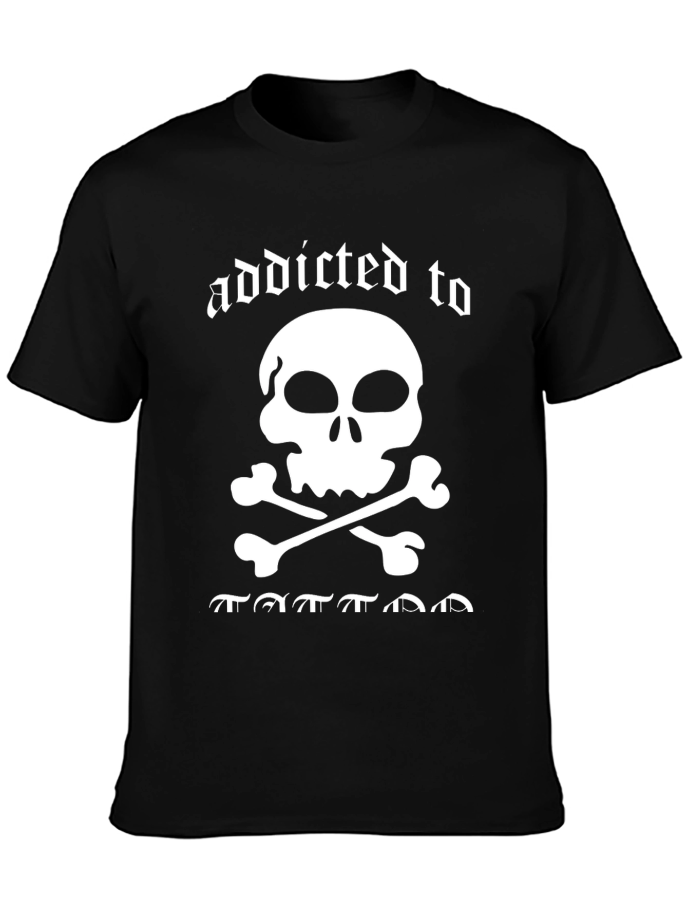 Black Addicted to Tattoos Skull Graphic Tee view 3