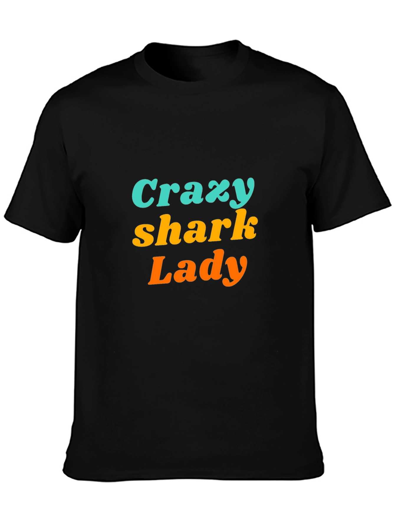Crazy Shark Lady Black Graphic Tee - 3