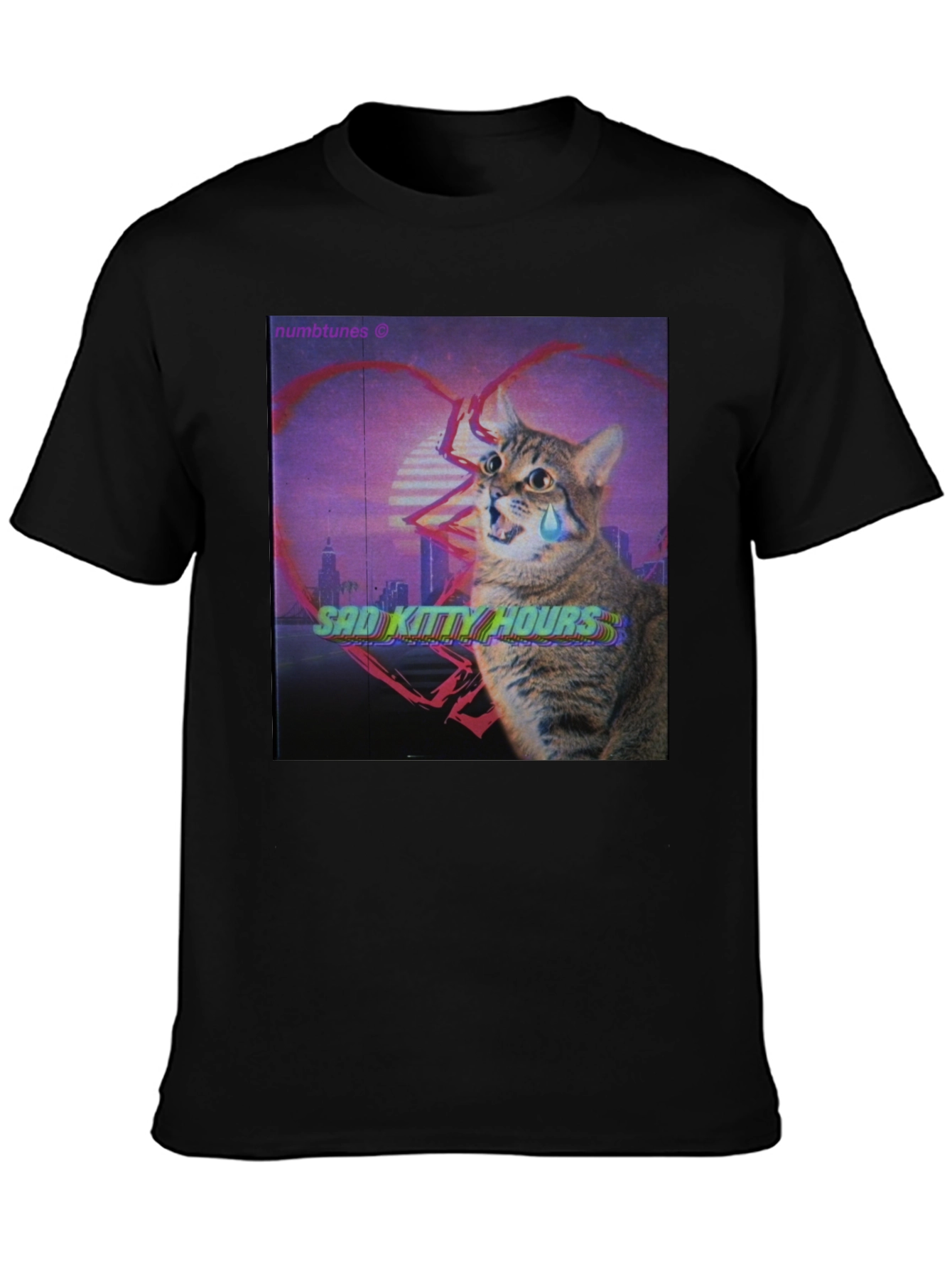 Black Sad Kitty Hours Graphic T-Shirt view 3