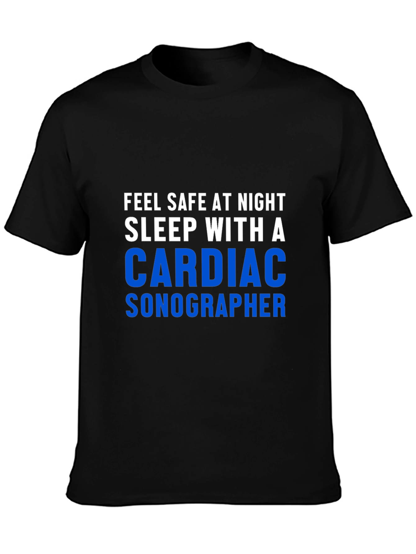 Black Cardiac Sonographer Graphic Tee - Feel Safe at Night! view 3