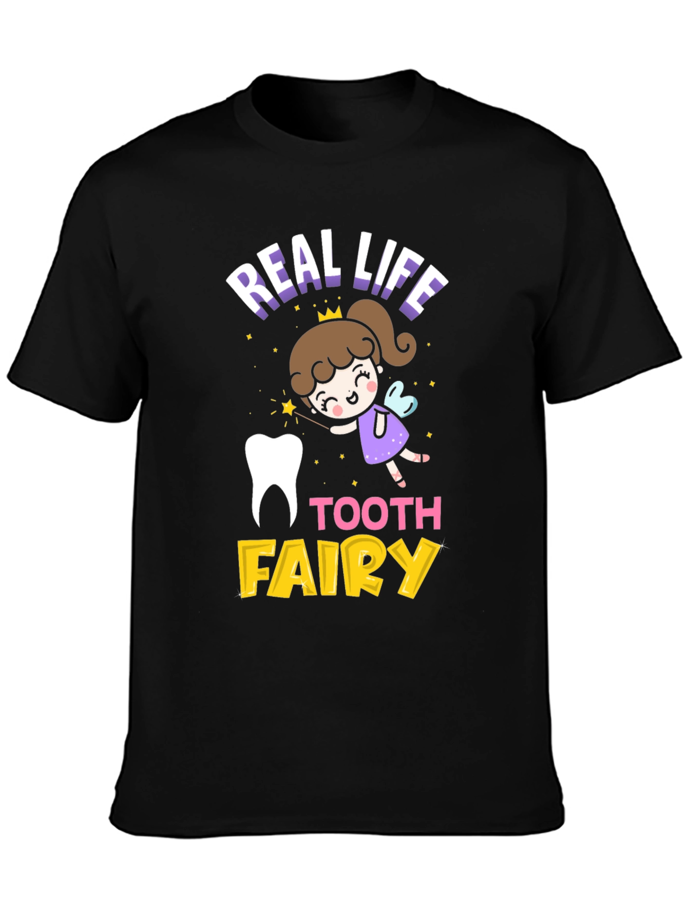 Black Real Life Tooth Fairy Graphic Tee view 3