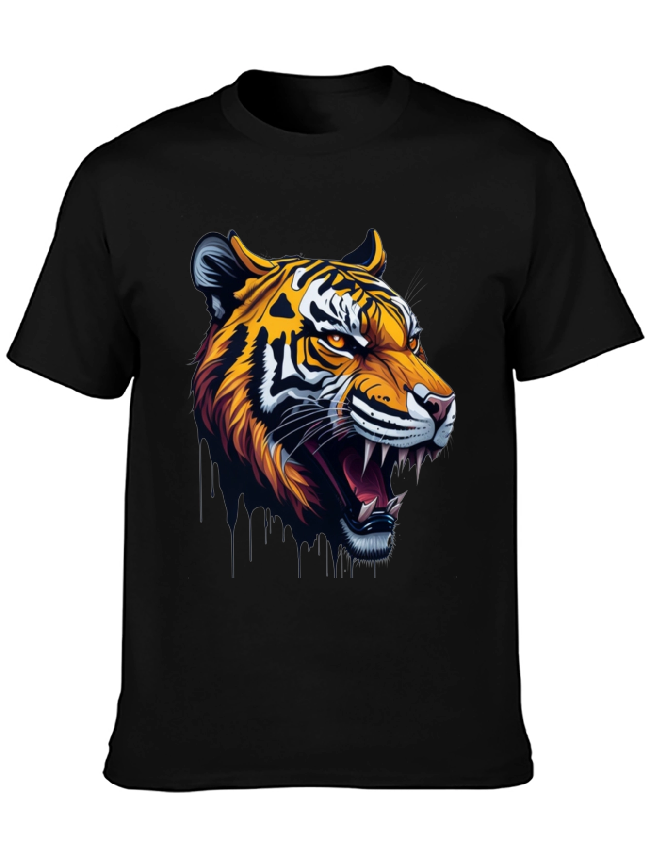 Black Tiger Graphic T-Shirt - Bold Black Tee view 3
