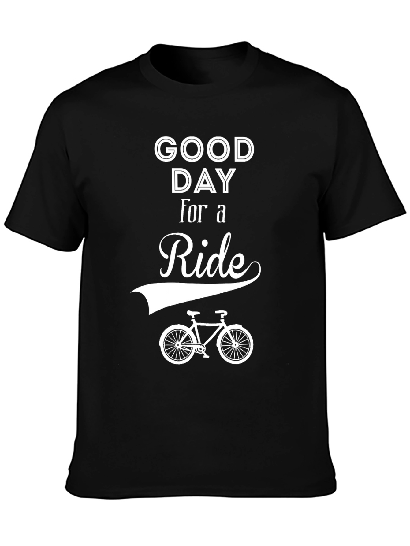 Black Good Day For A Ride T-Shirt - Black Cotton Bicycle Tee view 3