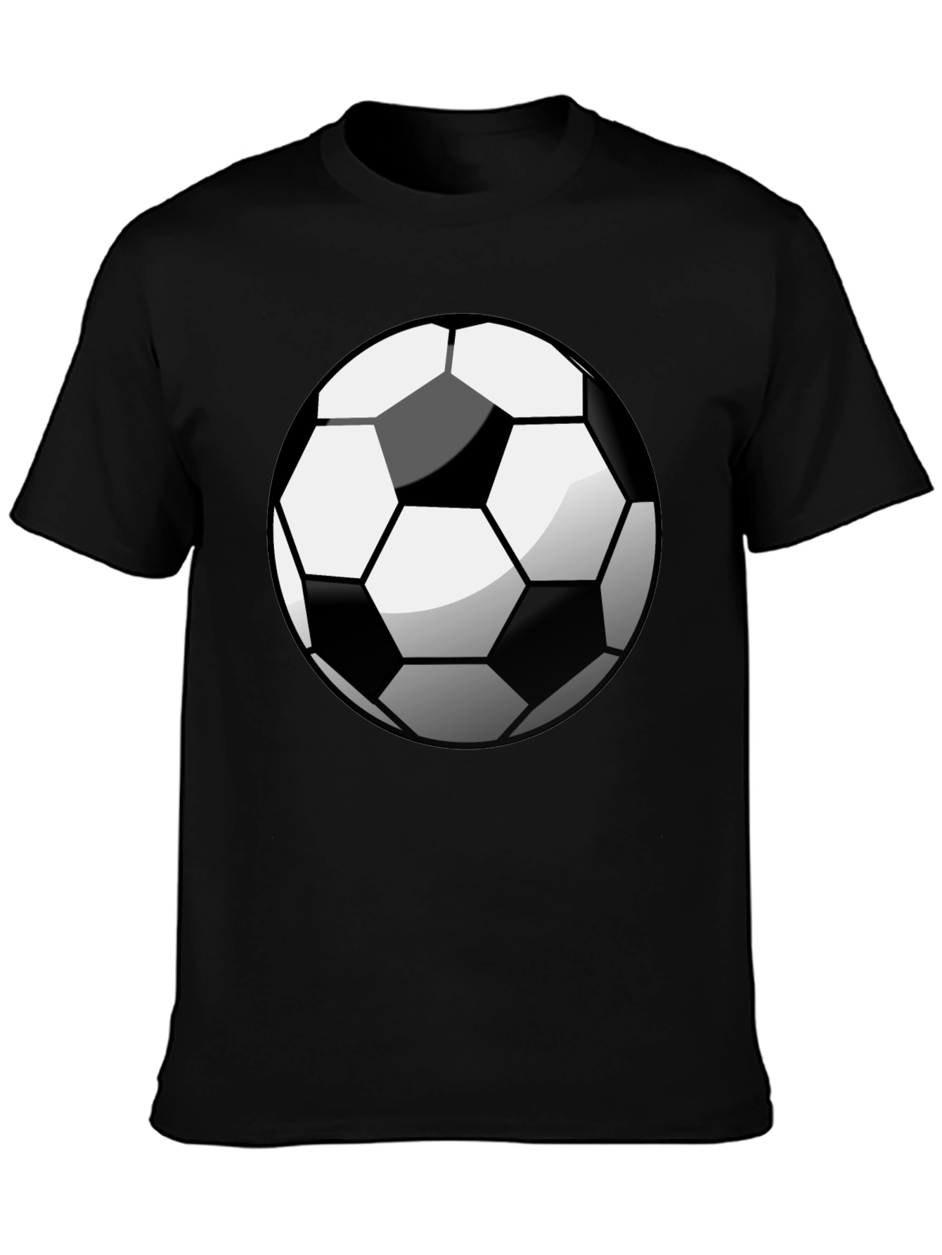 Black Soccer Ball Graphic Tee - Black Cotton T-Shirt view 3