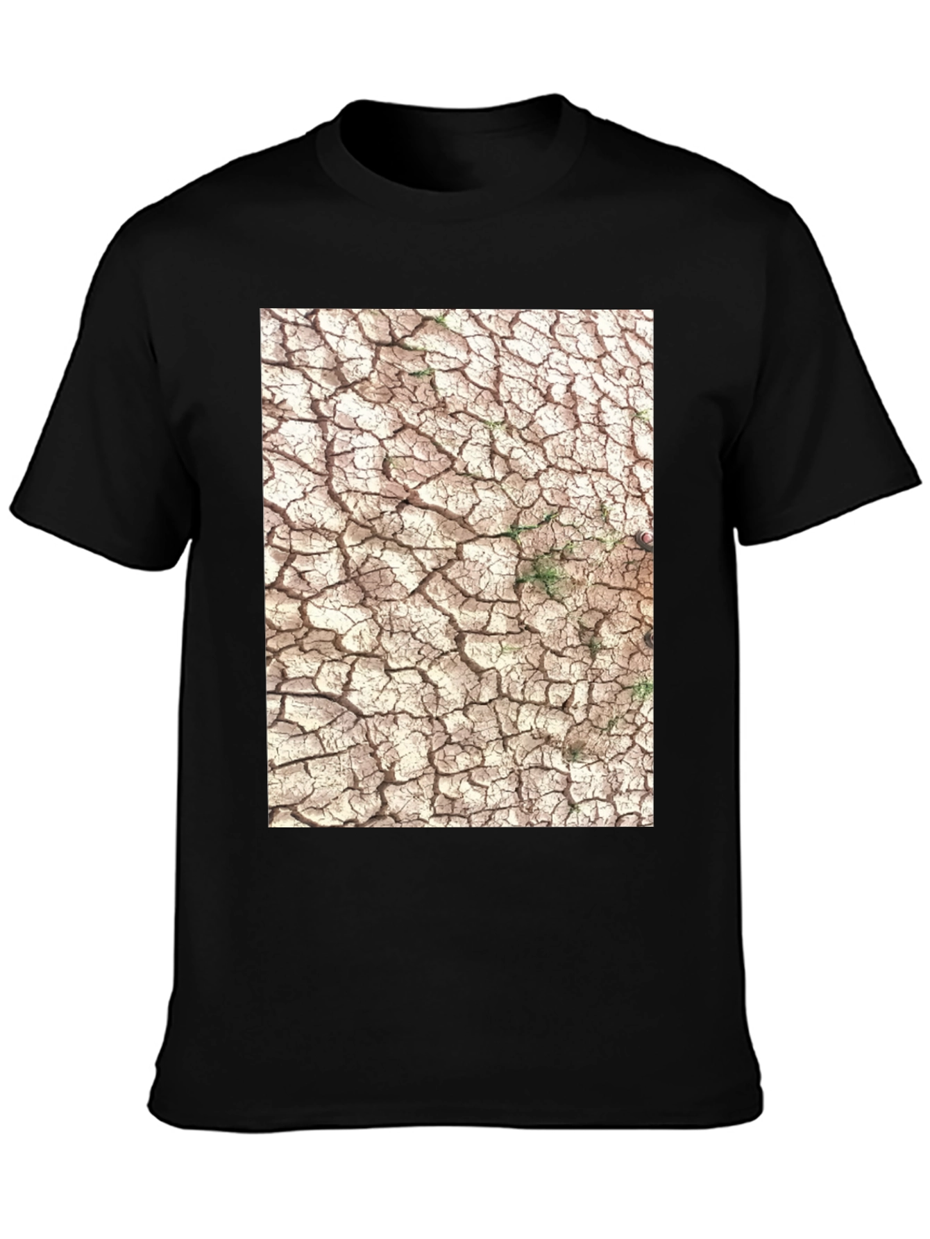 Black Cracked Earth Graphic Tee - Modern Black T-Shirt view 3