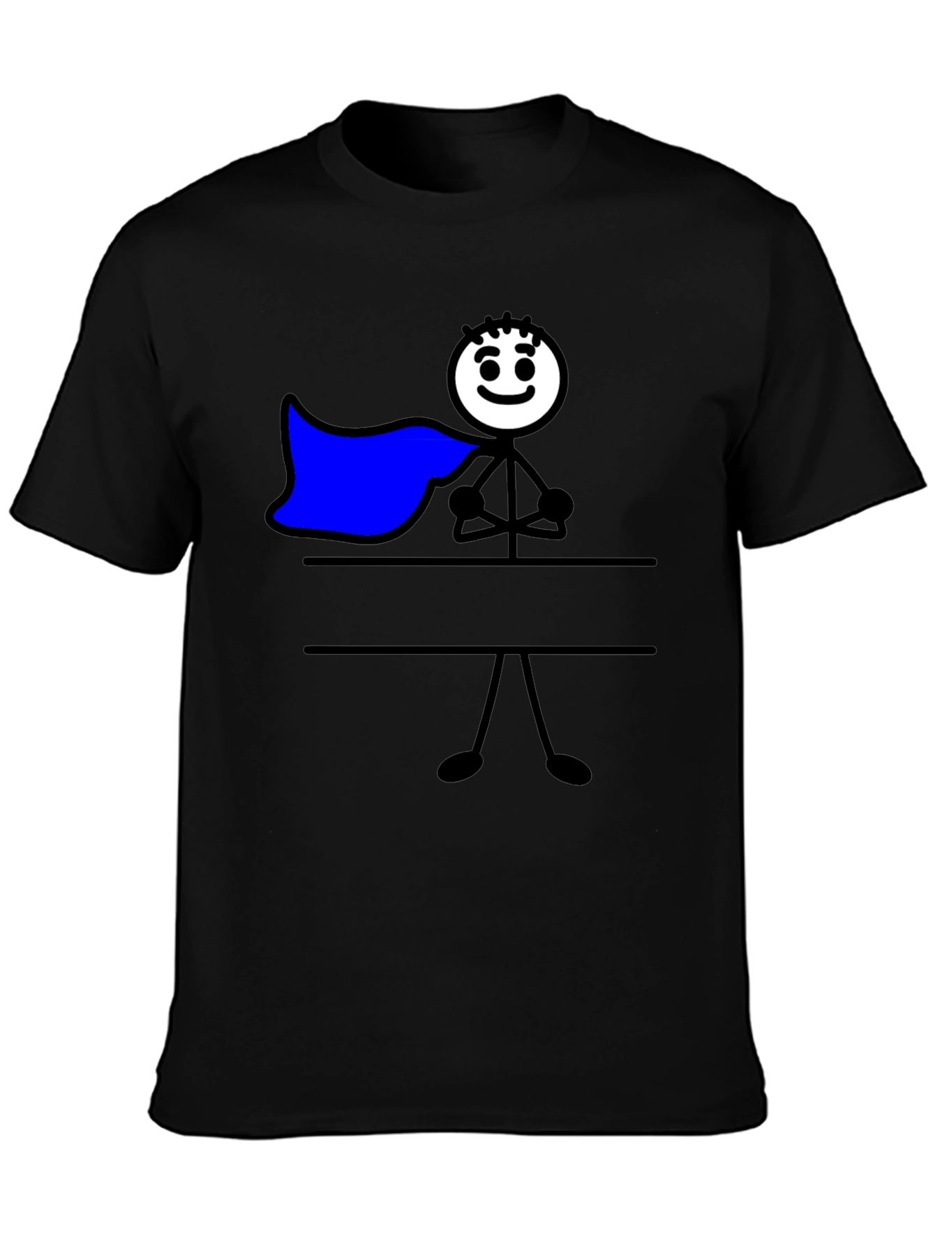 Black Superhero Stick Figure Graphic Tee - Mens Black T-Shirt view 3