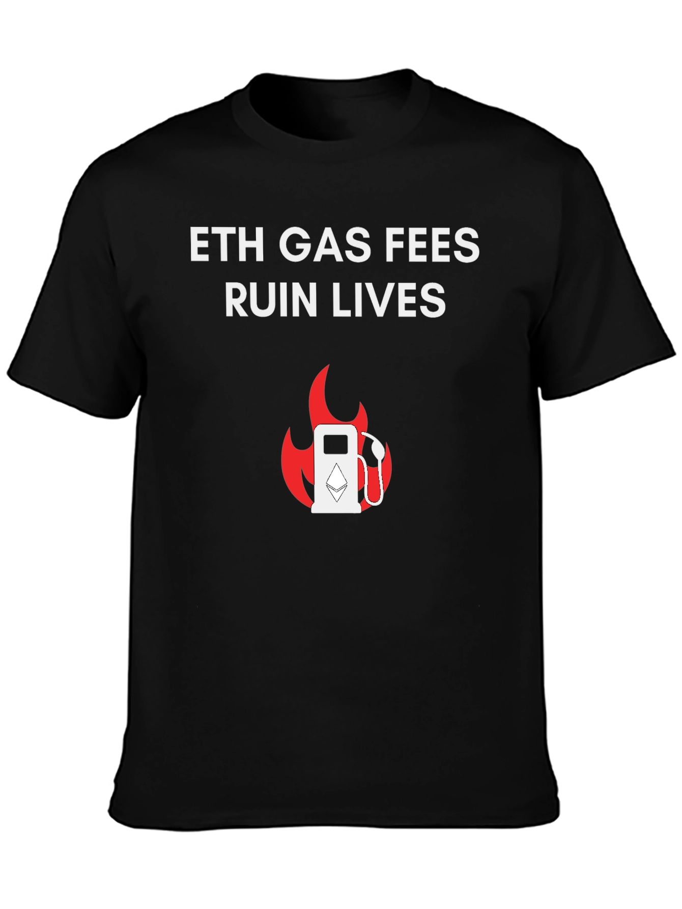 Black ETH Gas Fees Ruin Lives T-Shirt view 3