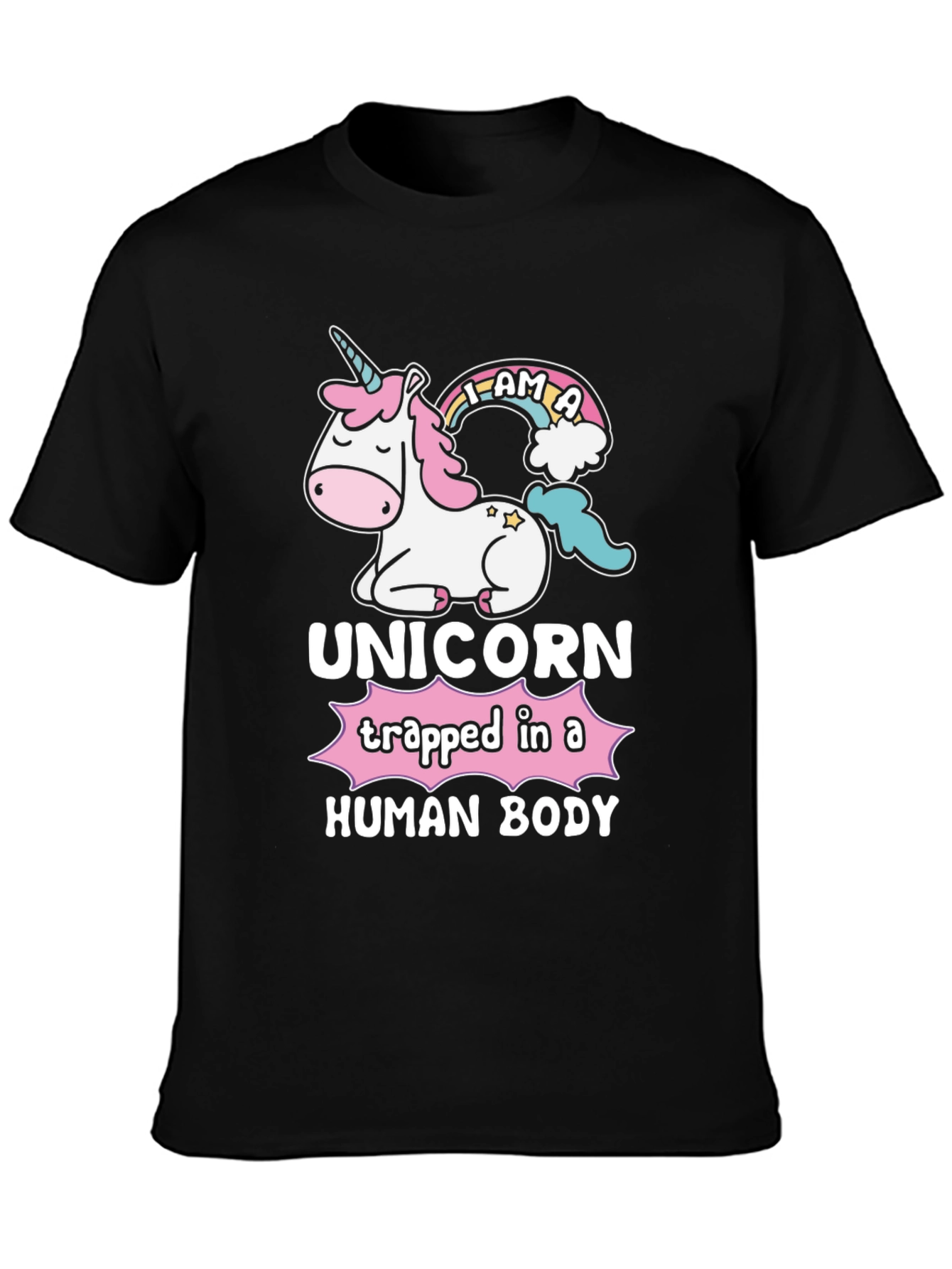 Black Unicorn Trapped in a Human Body T-Shirt view 3