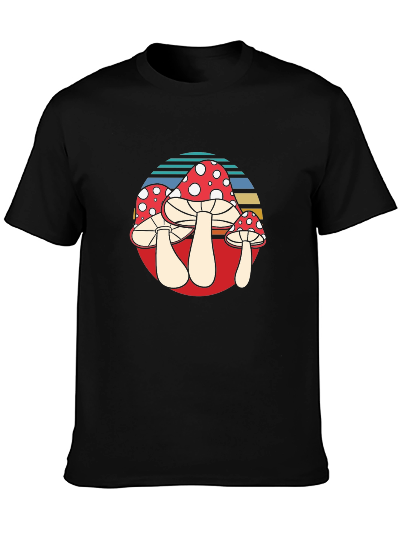 Black Retro Mushroom T-Shirt view 3