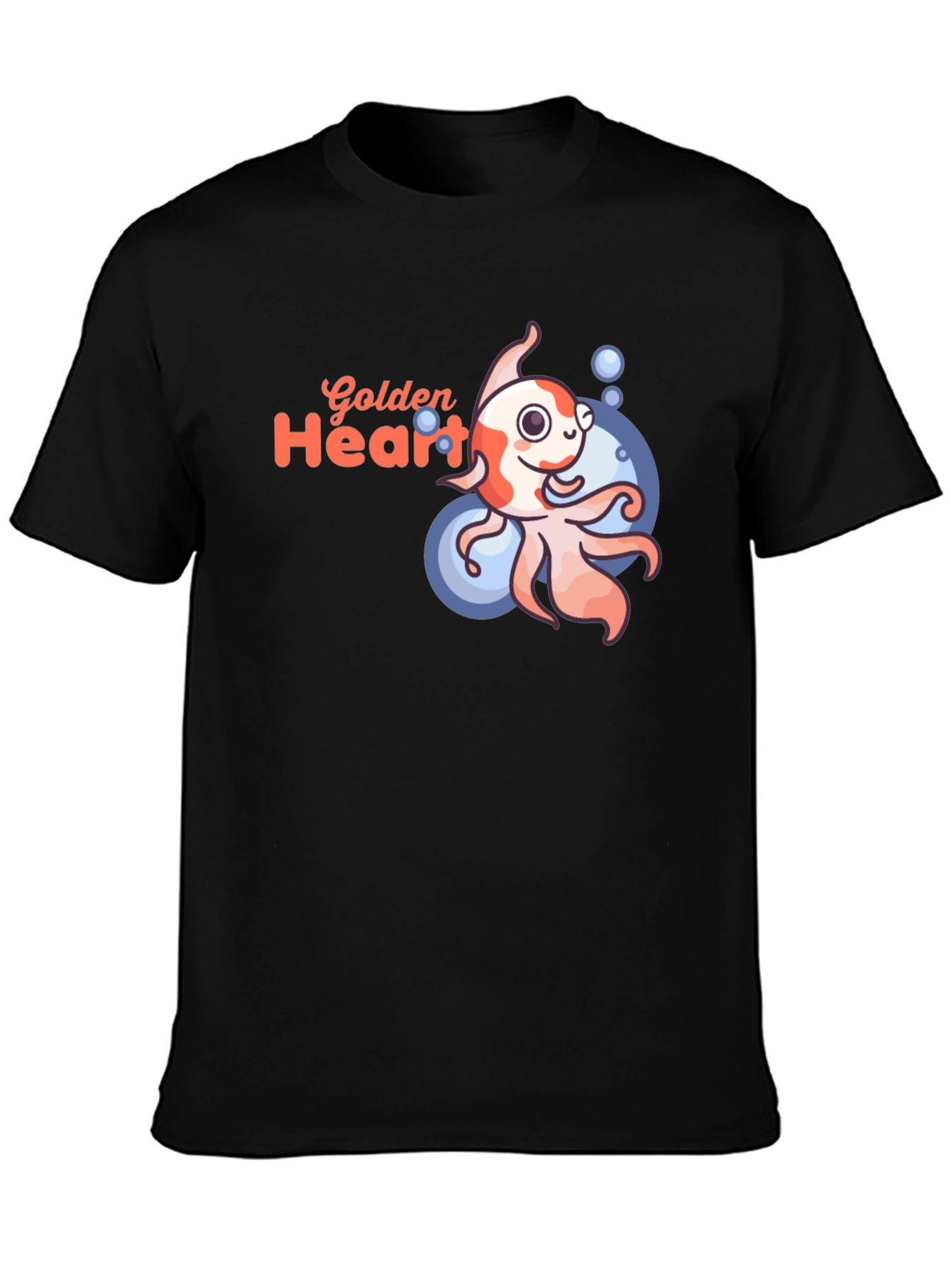 Black Golden Heart Goldfish Graphic Tee - Black view 3
