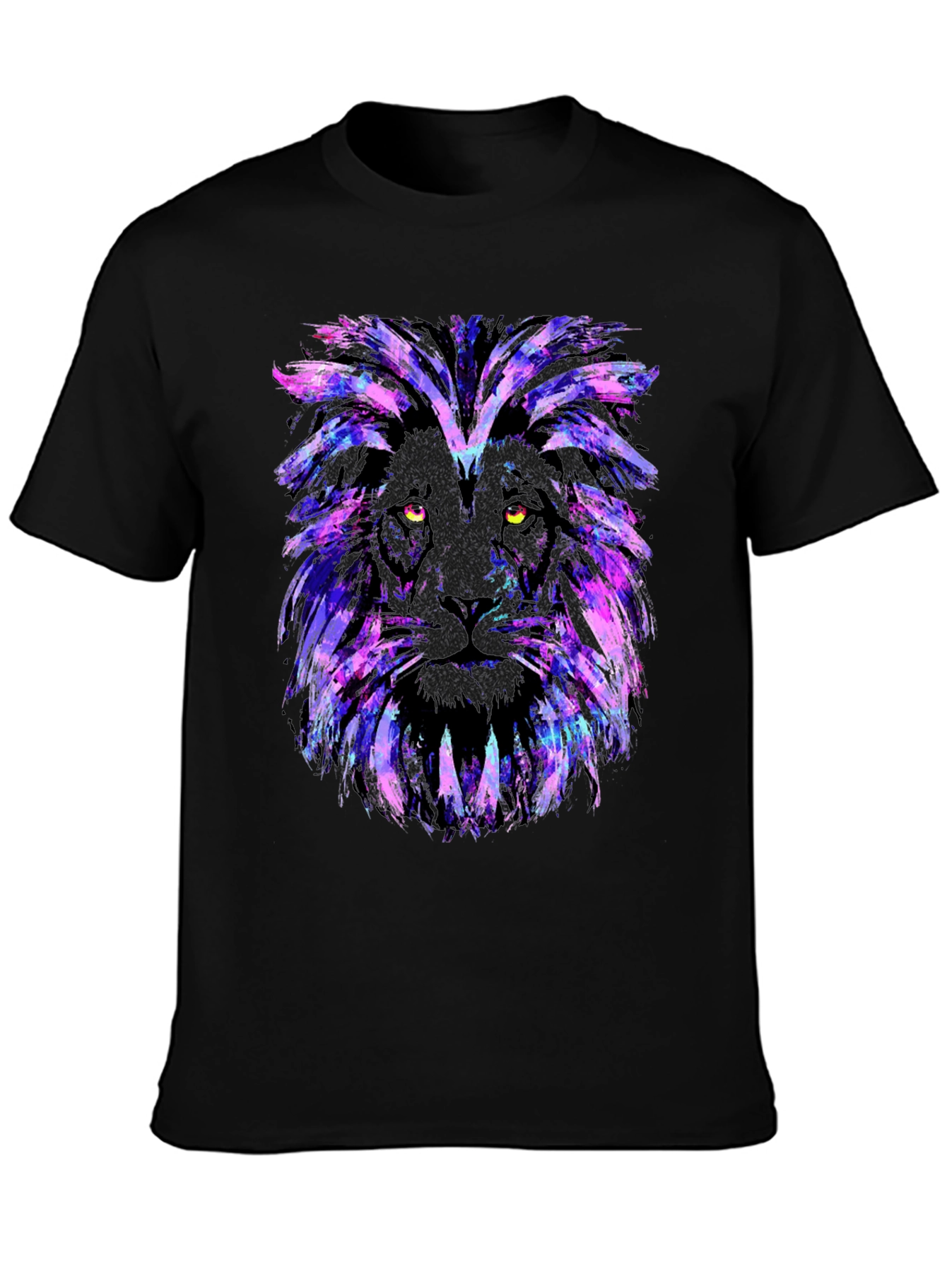 Black Galaxy Lion Graphic Tee - Stylish Men's Black T-Shirt view 3