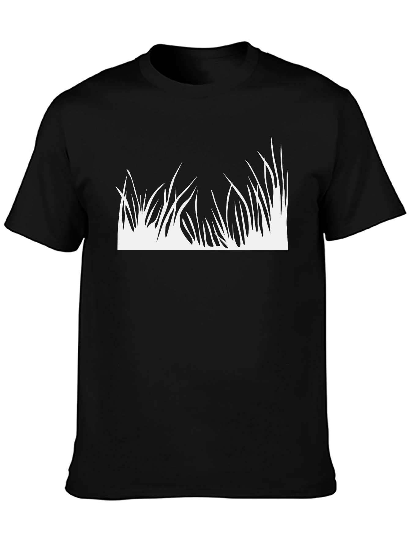 Black Black T-Shirt with White Grass Design view 3