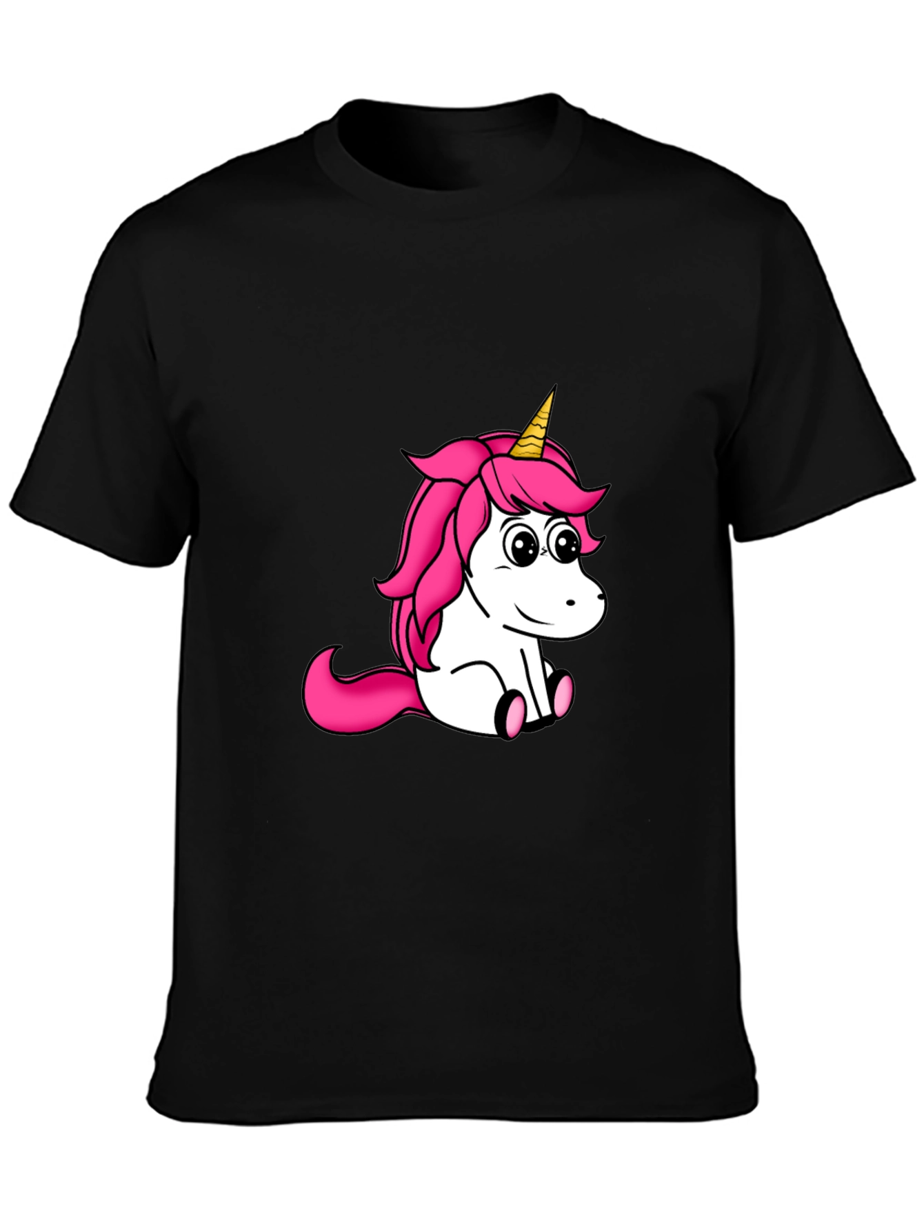Black Unicorn Graphic Tee - Black Cotton Shirt view 3
