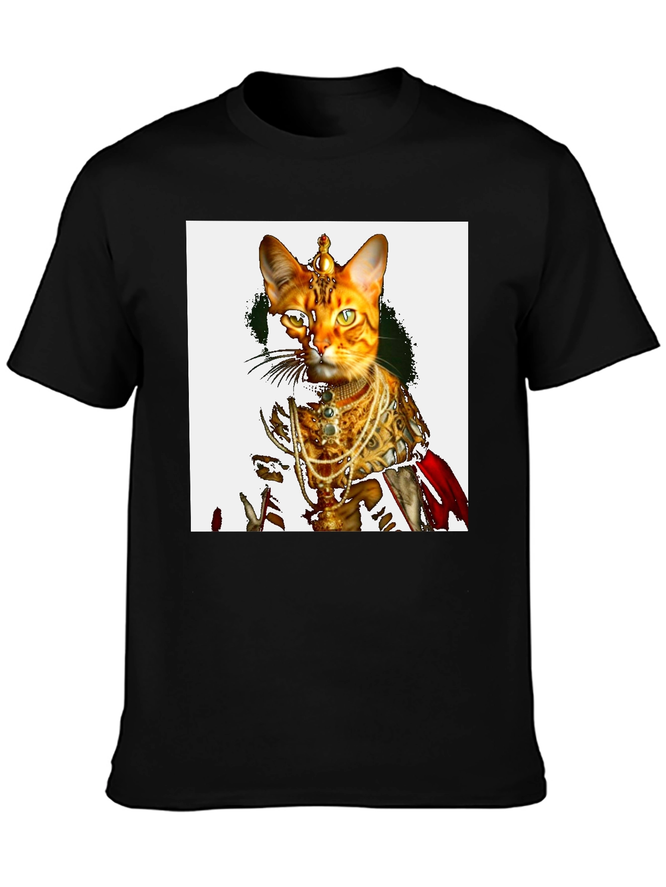 Black Royal Cat T-Shirt - Unique Graphic Tee view 3