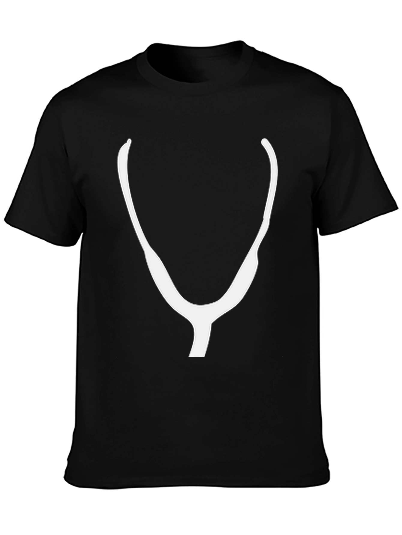 Black Minimalist Wishbone T-Shirt - Black Cotton Tee view 3