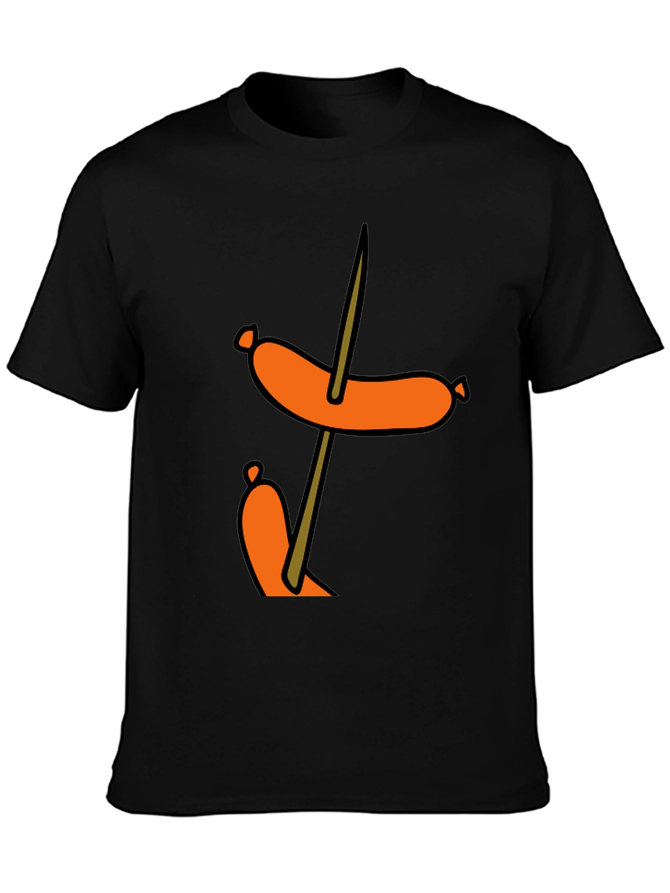 Black Funny Sausage Skewer Black T-Shirt view 3
