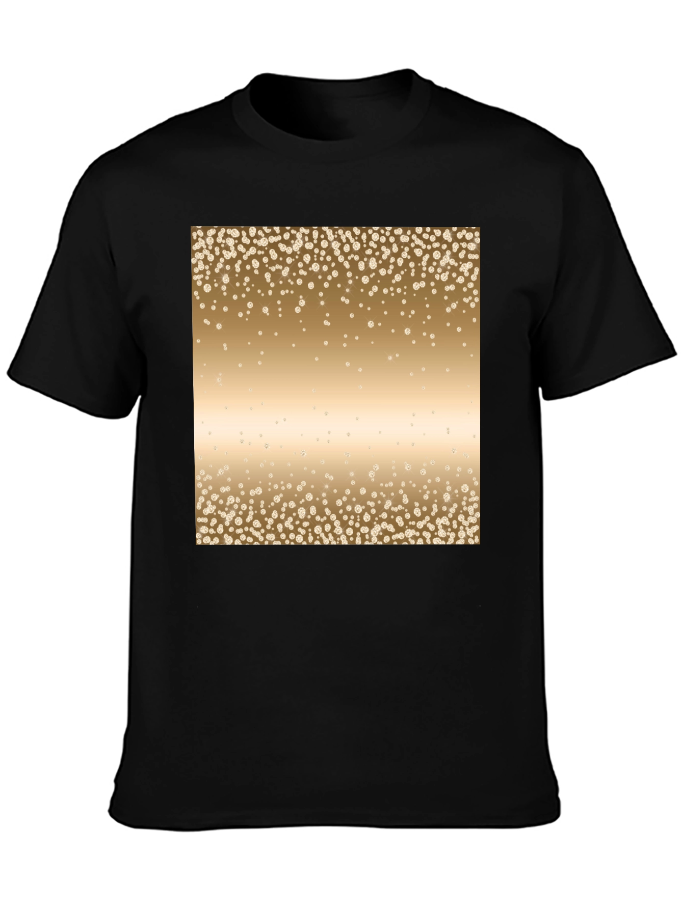 Black Men's Black Tee with Gold Confetti Print view 3