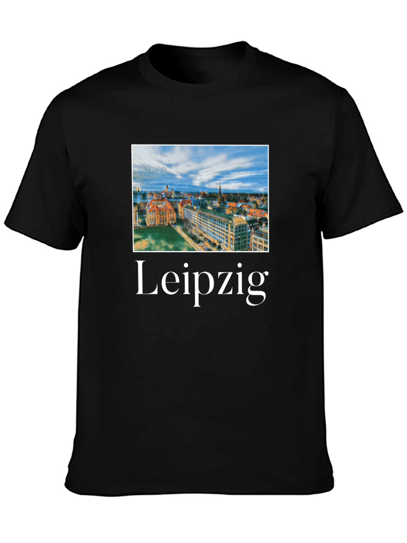 Black Leipzig Cityscape Graphic T-Shirt view 3