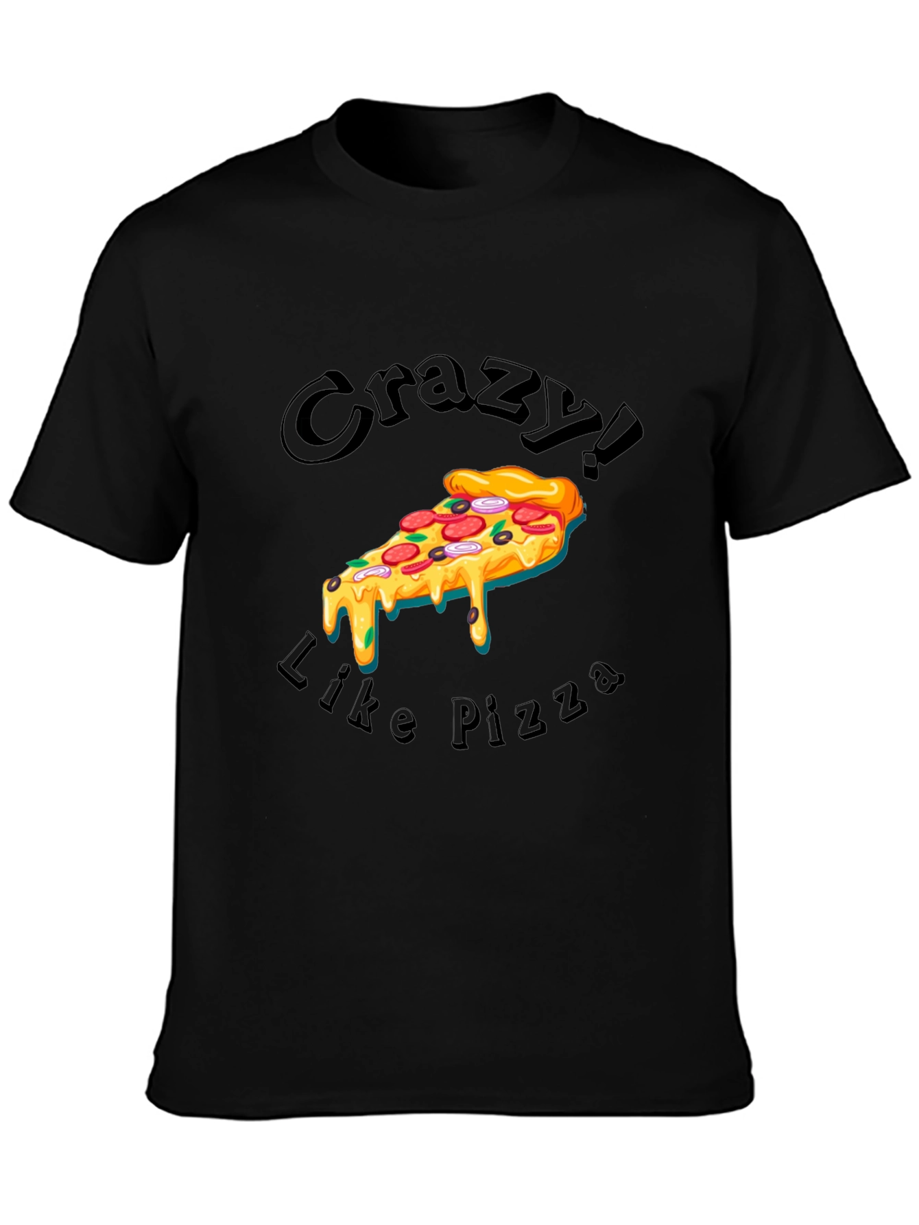 Black Crazy Like Pizza Graphic T-Shirt view 3