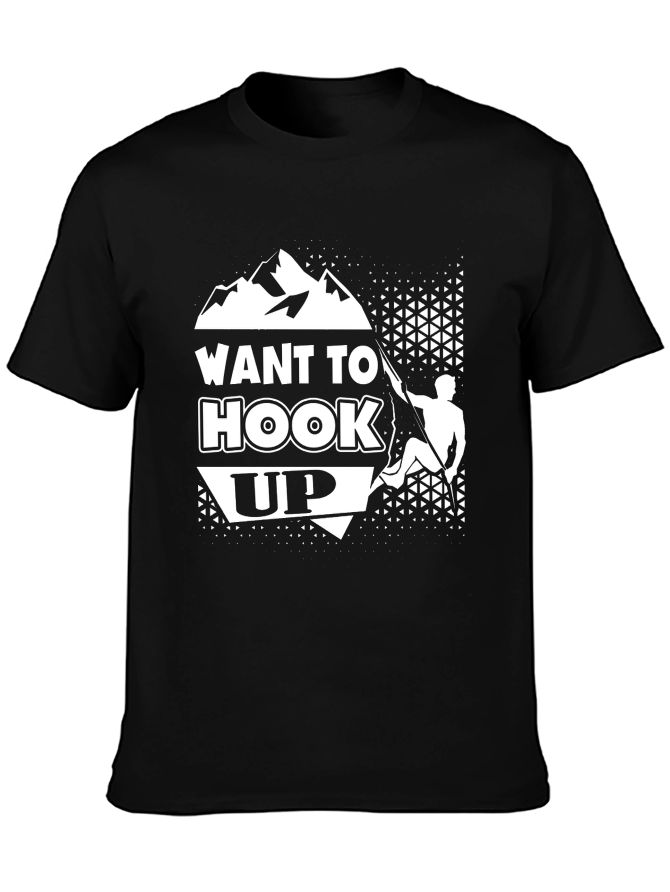 Black Want to Hook Up Climbing T-Shirt view 3