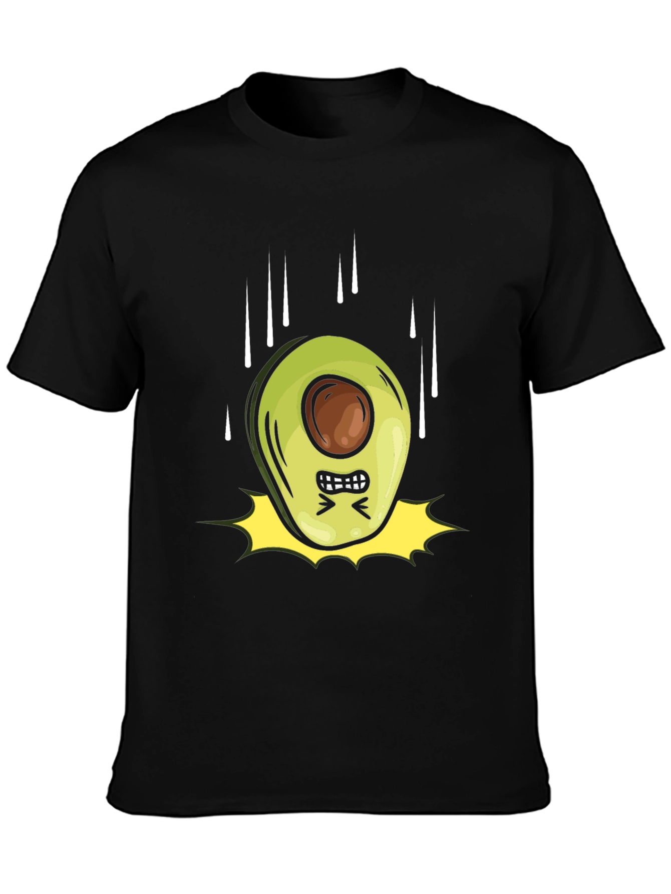 Black Angry Avocado Cartoon Black T-Shirt view 3