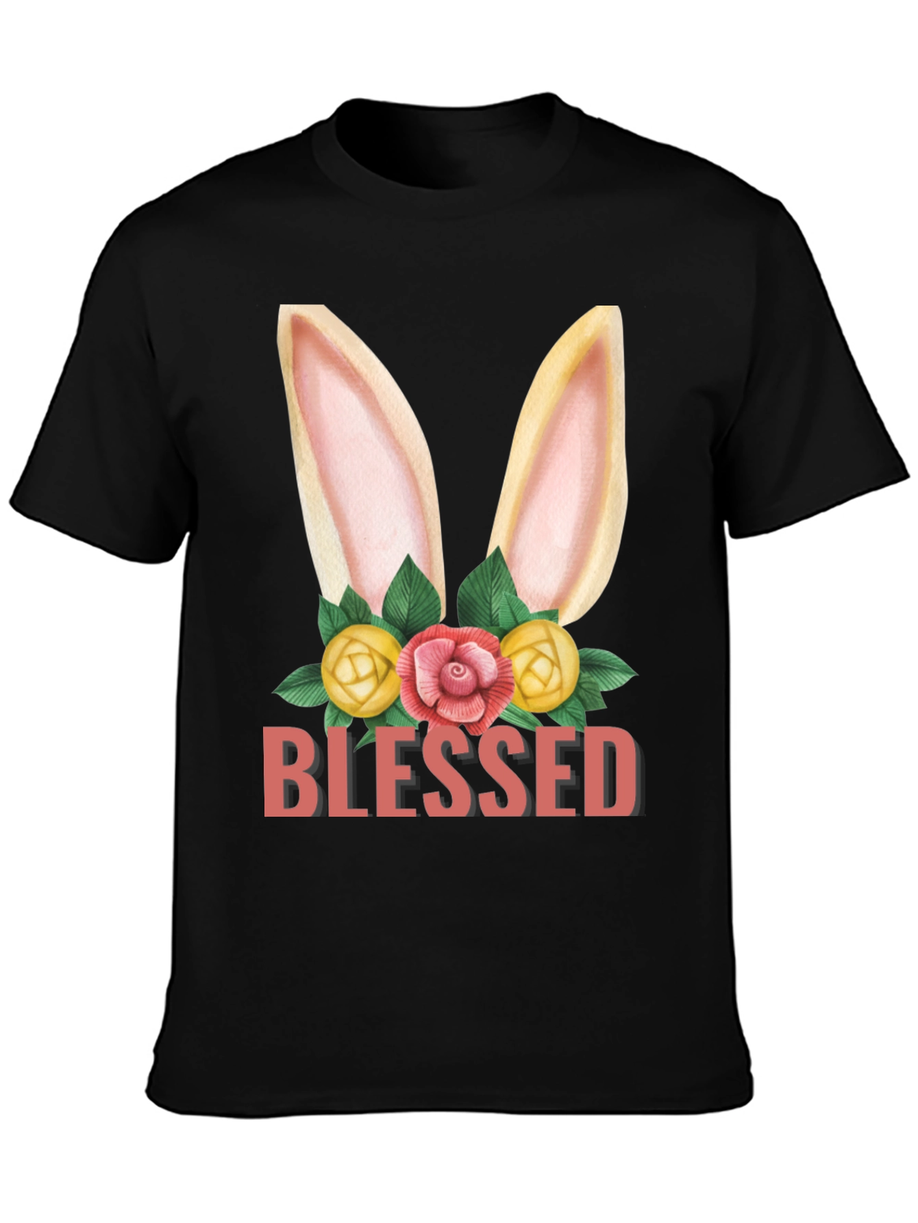 Blessed Easter Bunny Floral Graphic T-Shirt - 3