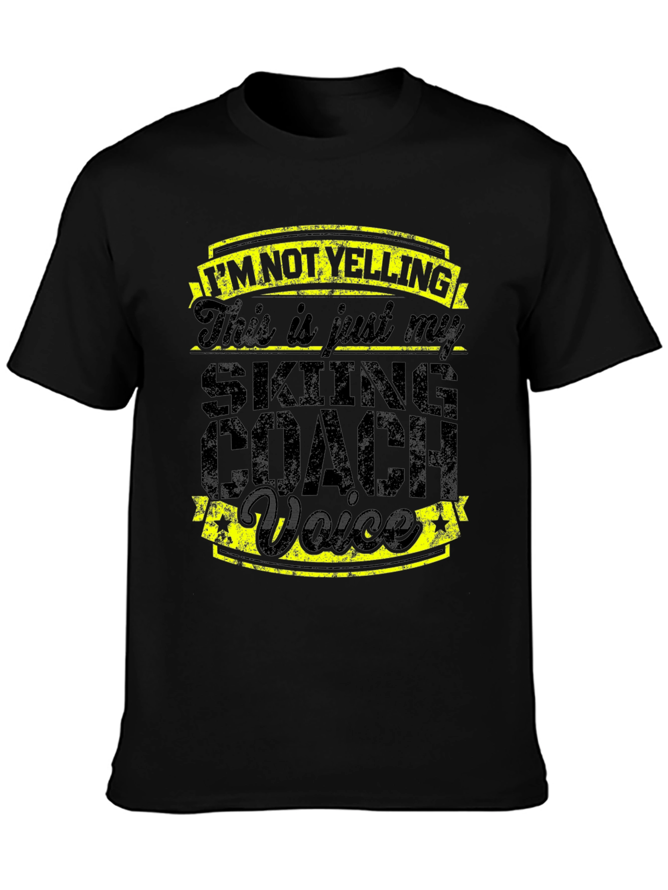 Black Skiing Coach Voice T-Shirt - Funny Ski Apparel view 3