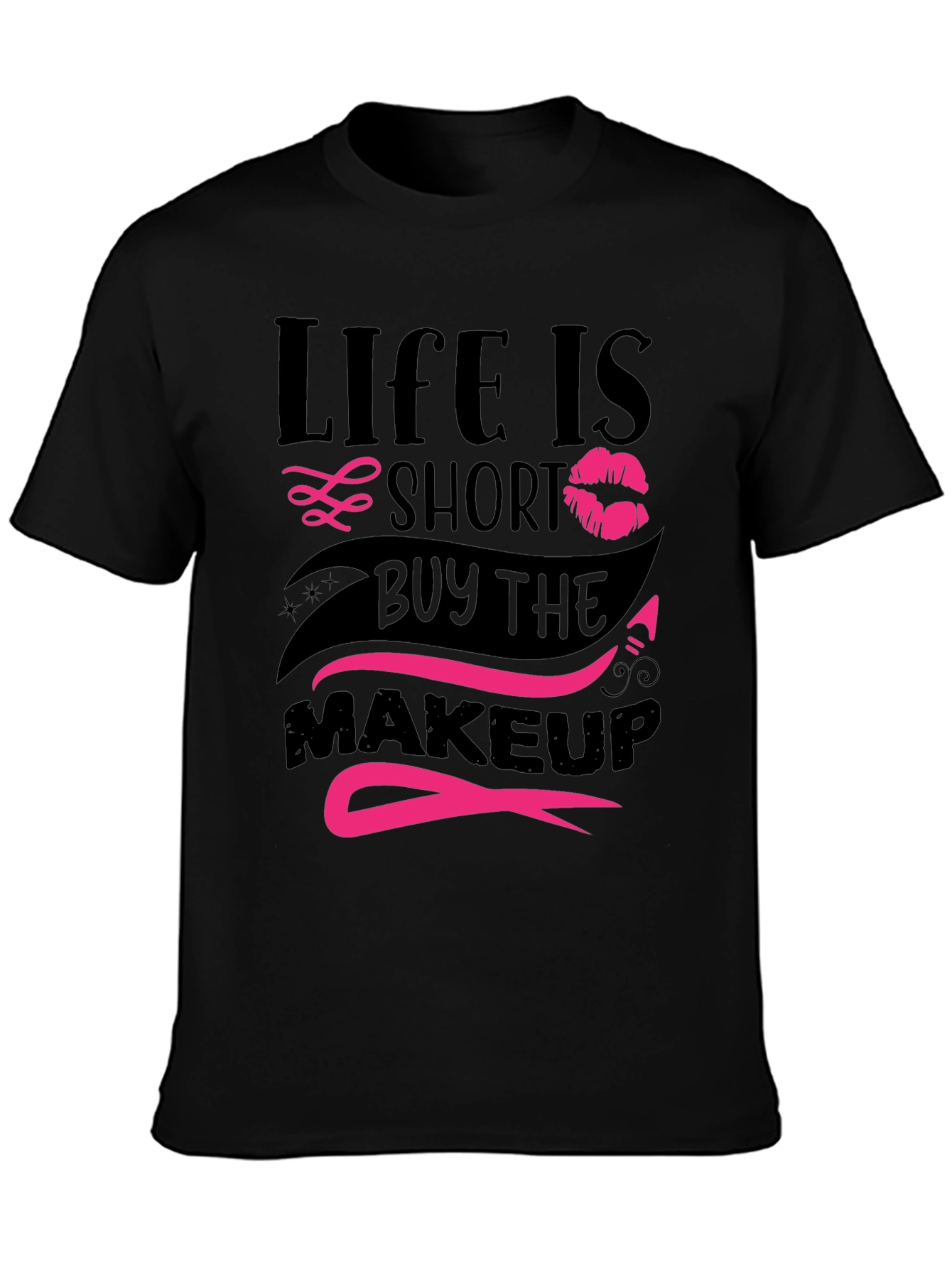 Black Life Is Short Makeup T-Shirt view 3