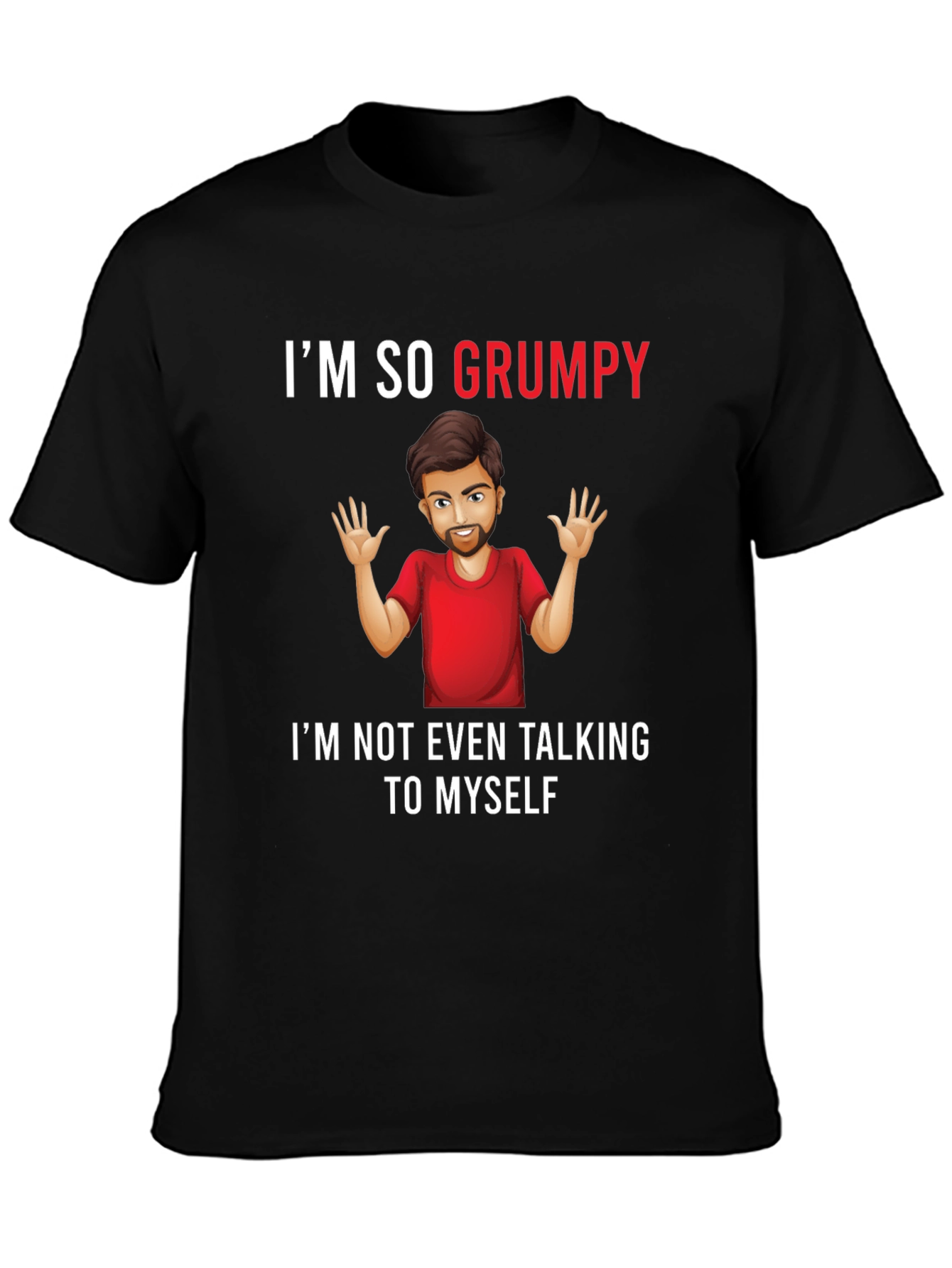 Black Grumpy Graphic Tee -  Humorous Mens T-Shirt view 3