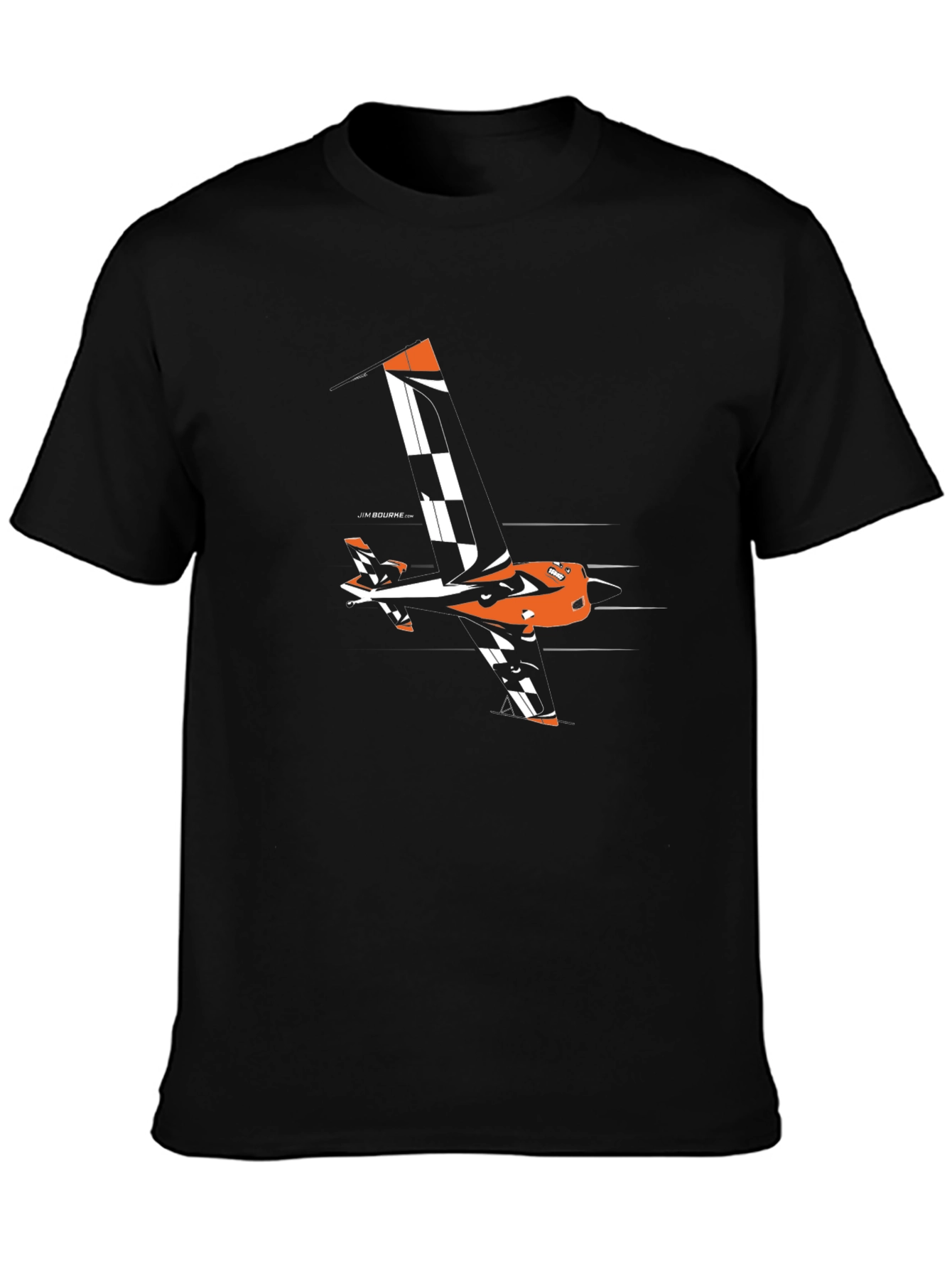 Black Orange Aerobatic Airplane T-Shirt - Black view 3