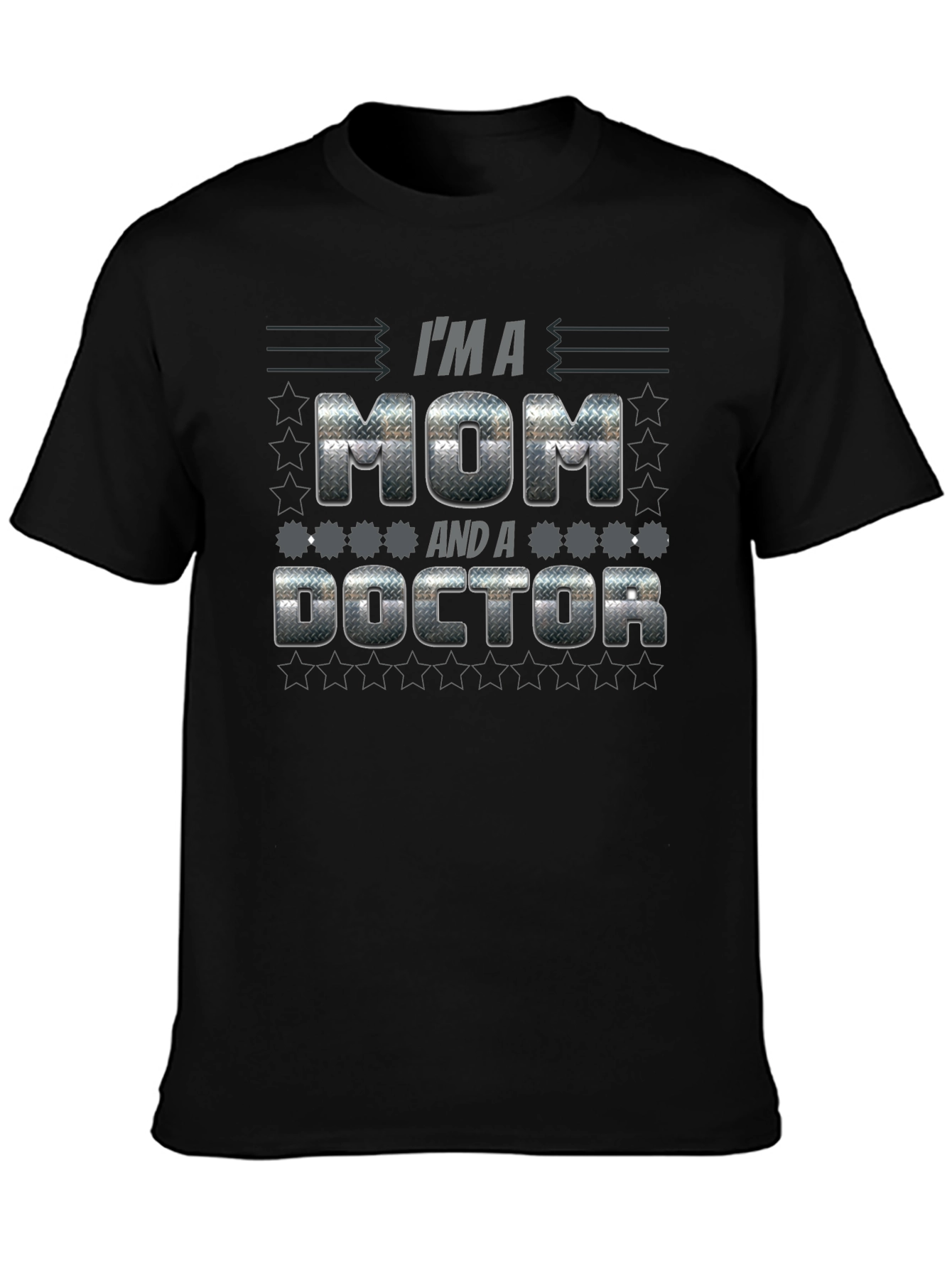 Black I'm A Mom and a Doctor Graphic T-Shirt view 3