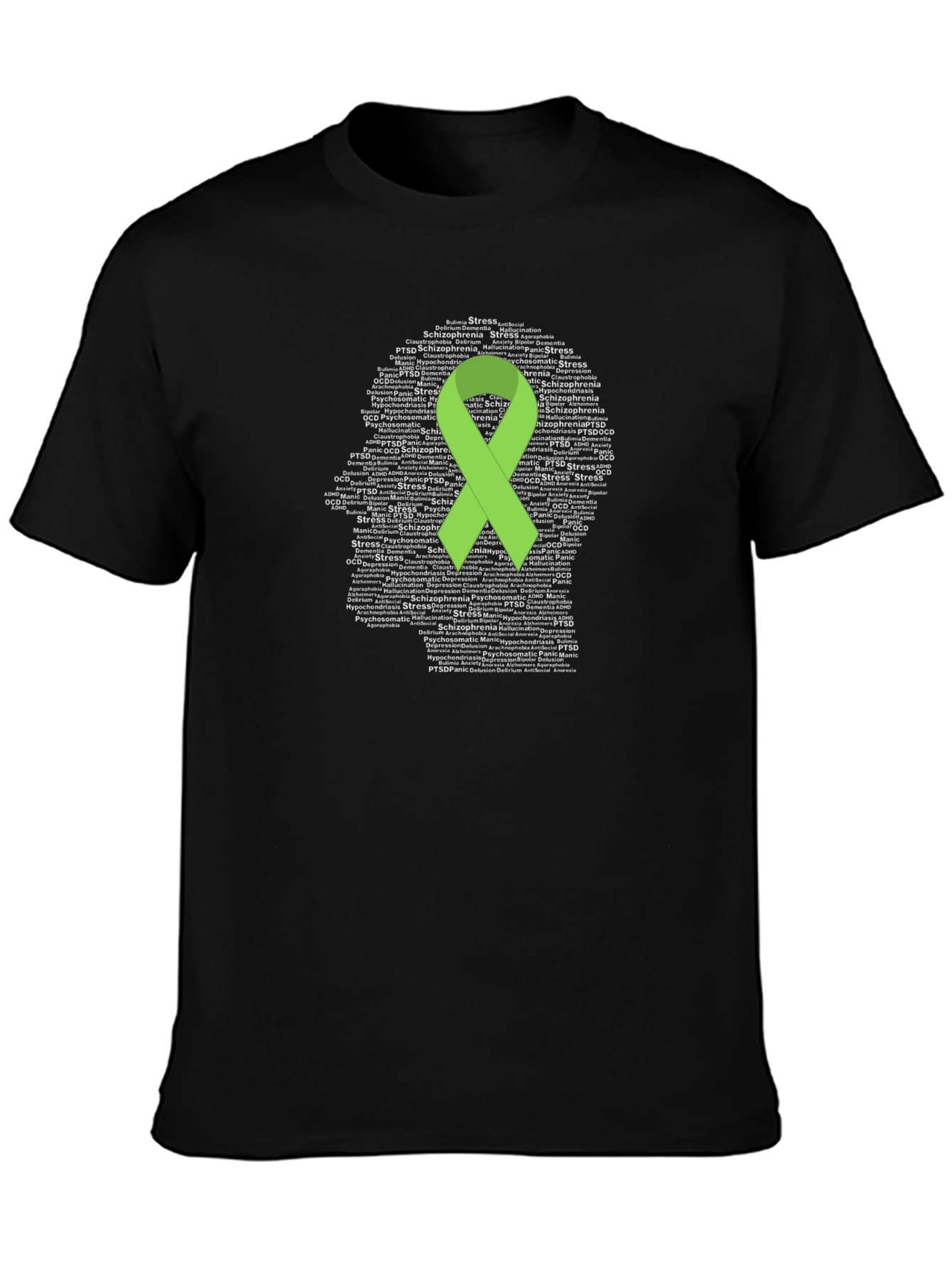 Black Mental Health Awareness Ribbon T-Shirt view 3