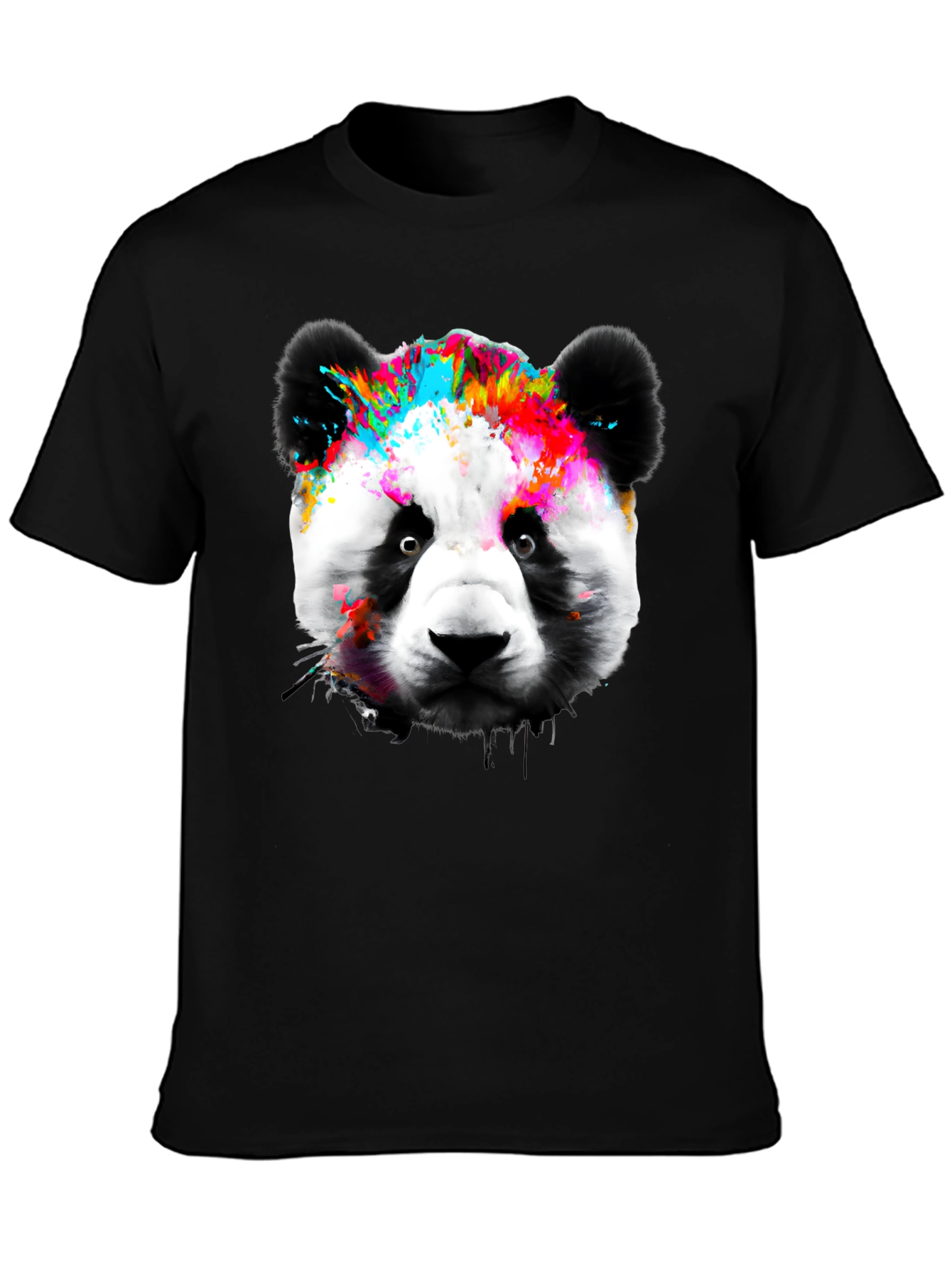 Black Colorful Panda Graphic T-Shirt view 3