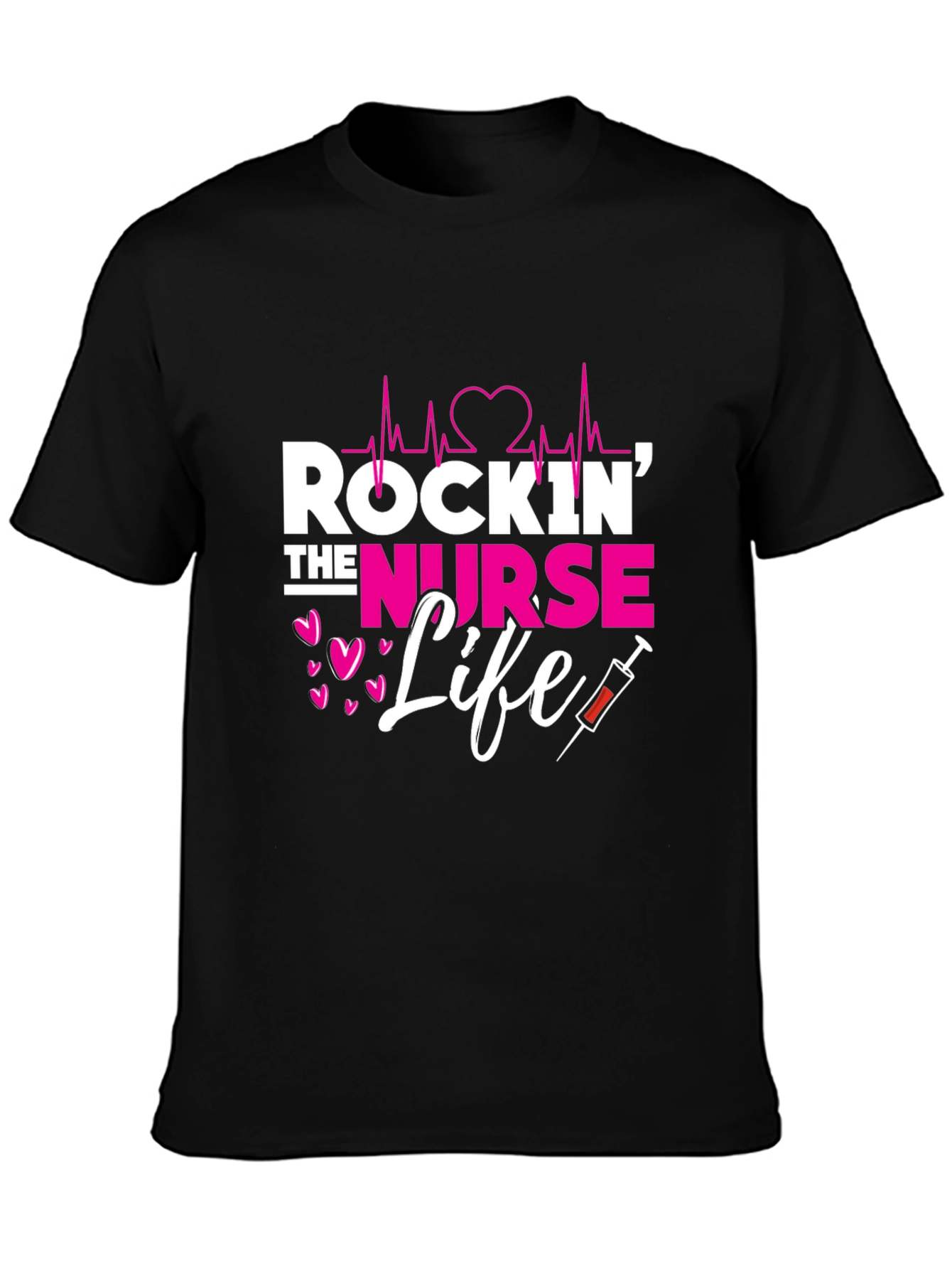 Black Rockin' The Nurse Life Graphic Tee view 3