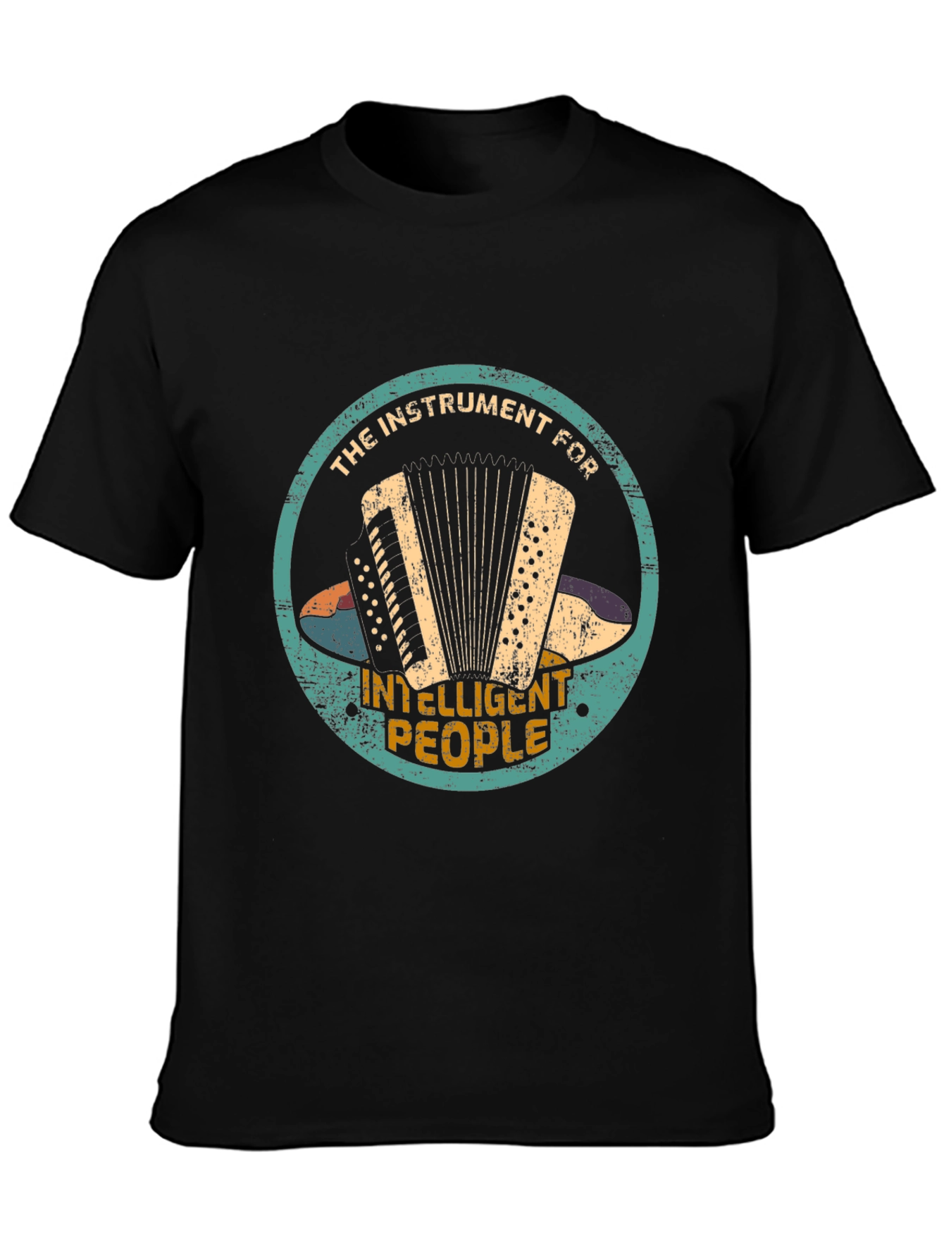 Black Accordion Player T-Shirt - Instrument for Smart People! view 3