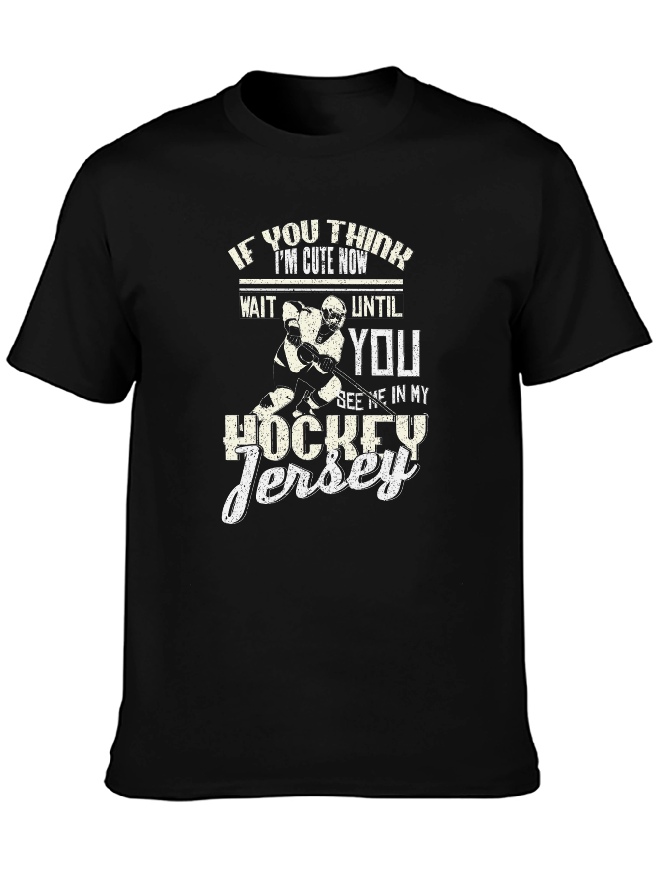Black Funny Hockey Jersey T-Shirt view 3