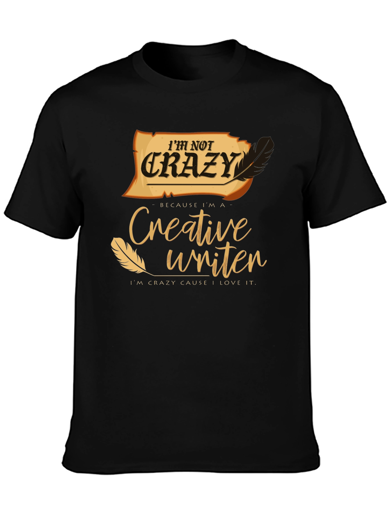 Black Creative Writer T-Shirt - I'm Not Crazy Novelty Tee view 3