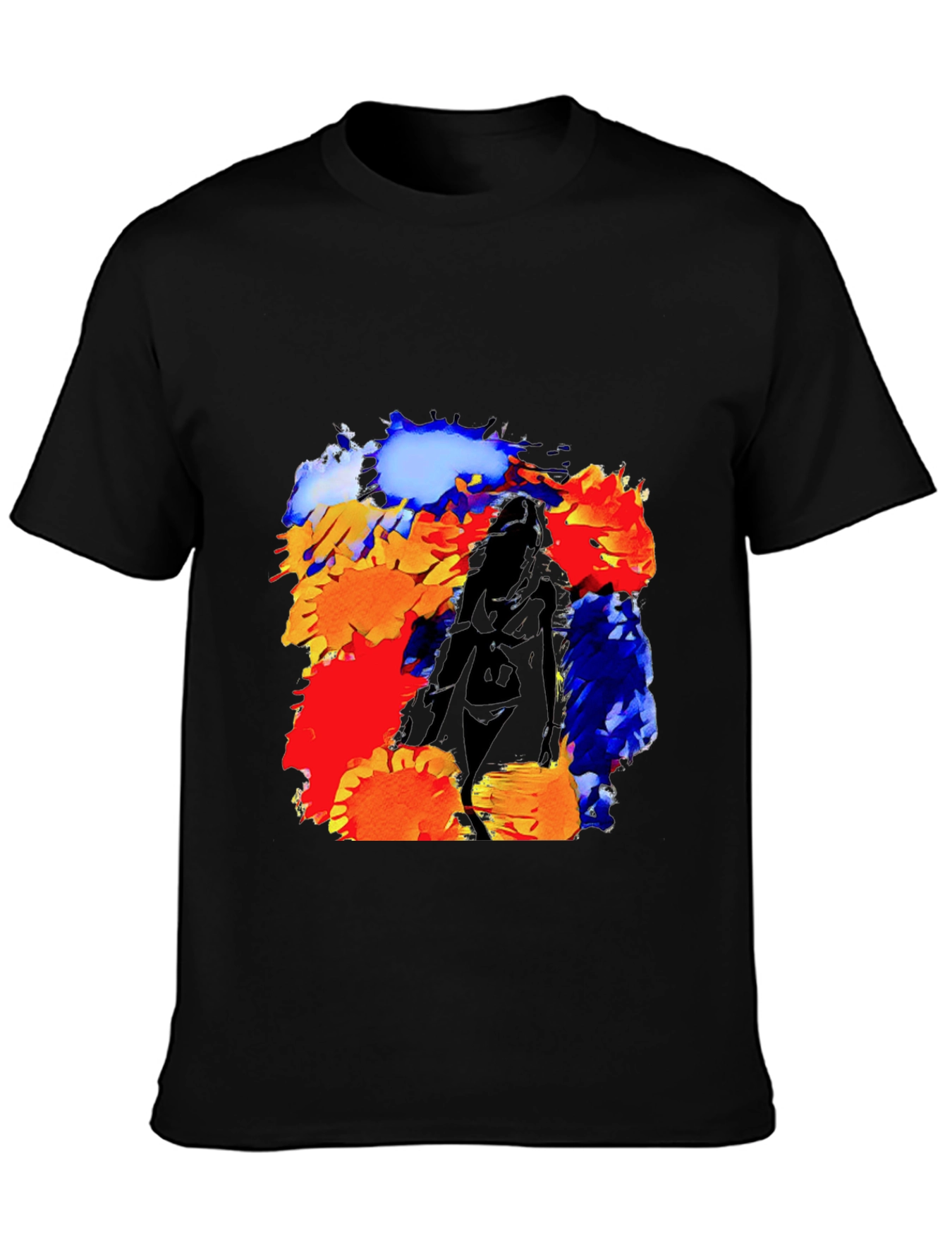 Black Abstract Flower Art T-Shirt view 3