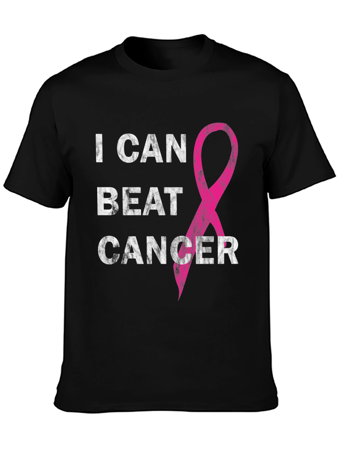 Black I Can Beat Cancer Awareness T-Shirt view 3
